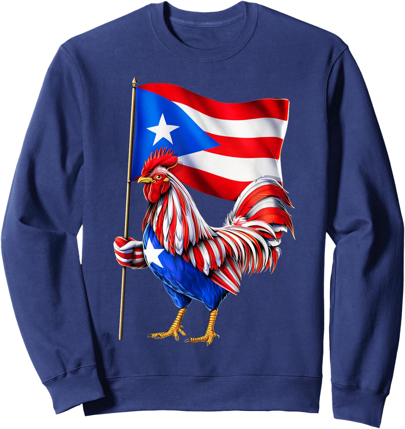 Rooster Puerto Rico Flag Boricua Puerto Rican Heritage Sweatshirt - Sweatshirt | Navy