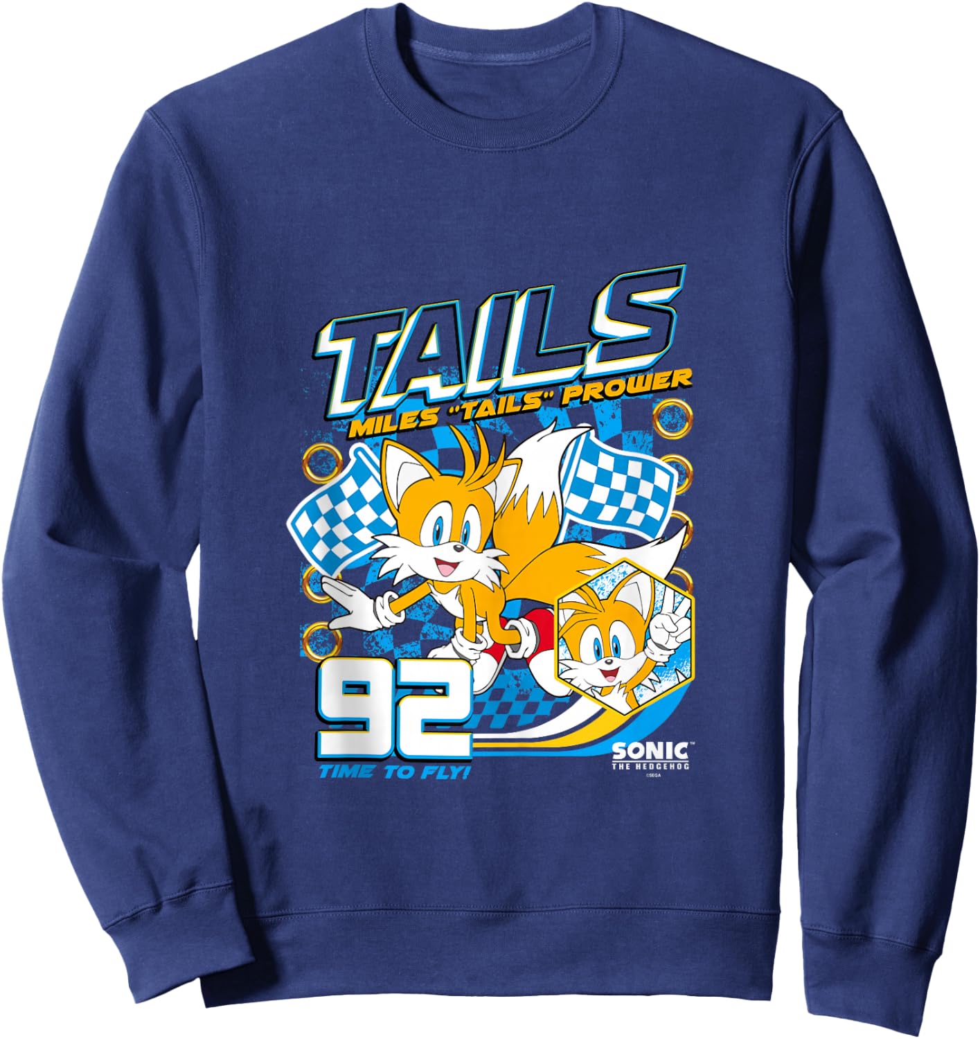 Sonic The Hedgehog Miles 'Tails' Prower 92 Racing Poster Sweatshirt - Sweatshirt | Navy