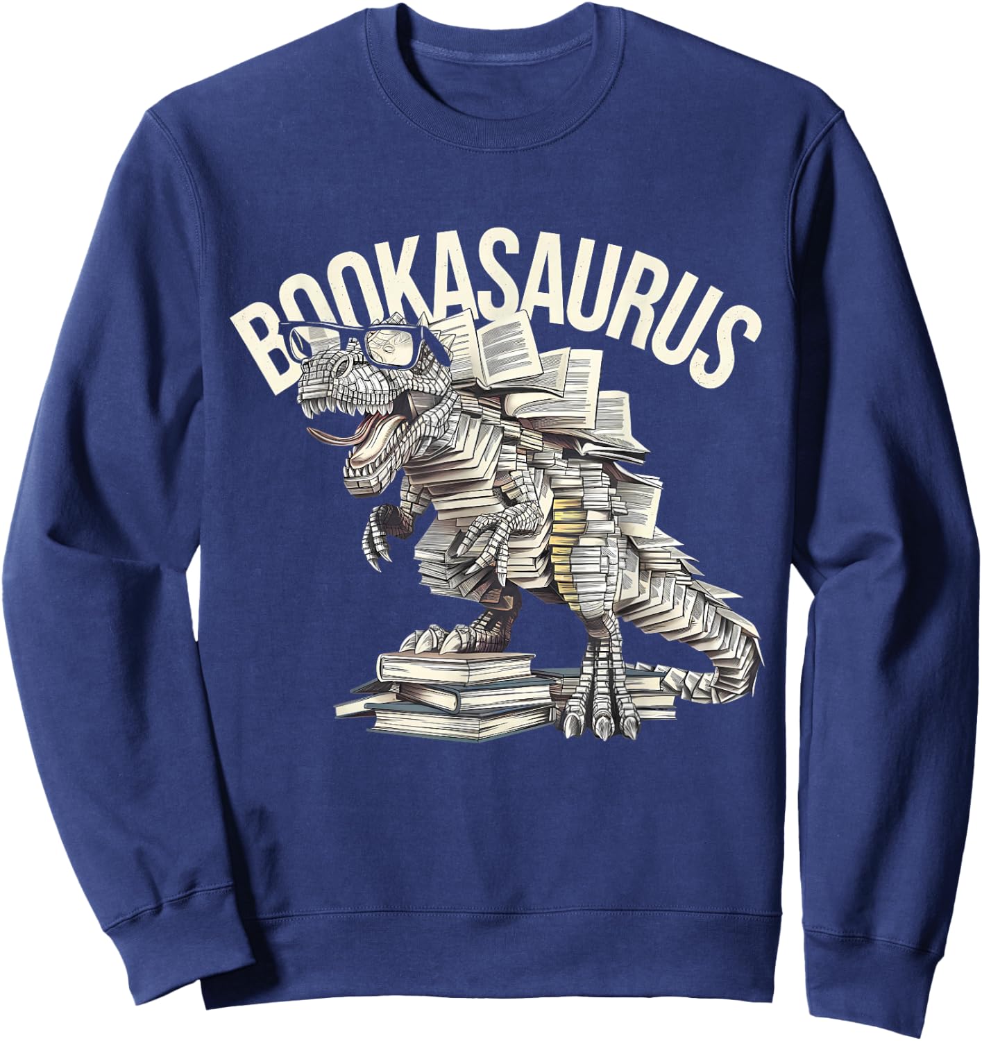 Book Dinosaur Bookworm T-Rex Dino Reading Books Funny Book Sweatshirt - Sweatshirt | Navy