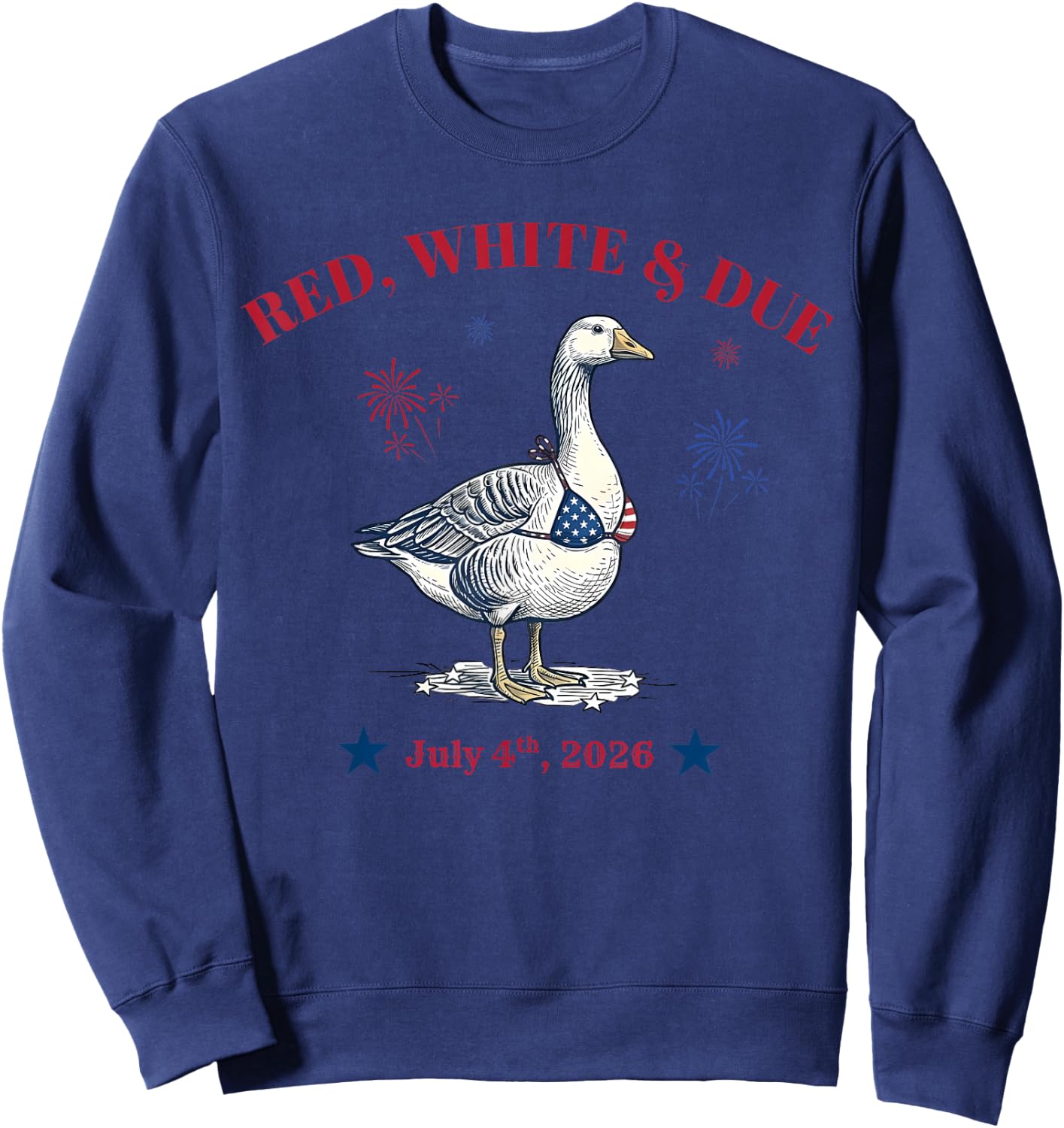 Red White and Due Silly Goose Summer Pregnant 4th of July Sweatshirt - Sweatshirt | Navy
