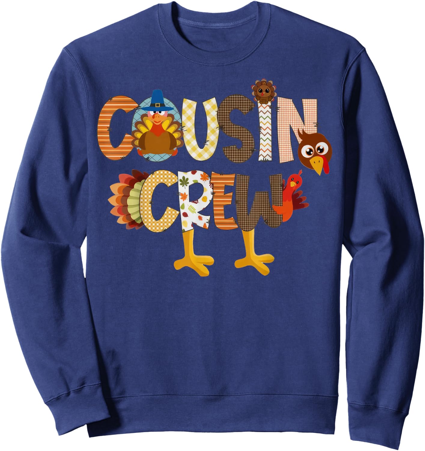 Cousin Crew Thanksgiving Family Matching Turkey Toddler Kids Sweatshirt - Sweatshirt | Navy