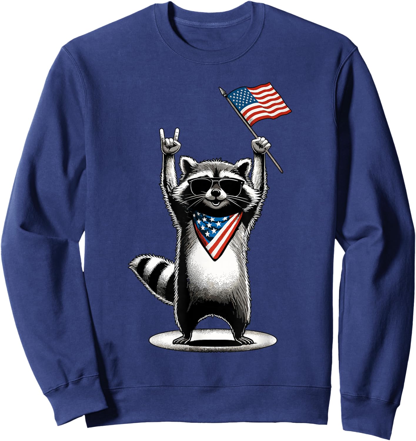 USA Patriotic Raccoon Men Women Kids Funny 4th of July Sweatshirt - Sweatshirt | Navy