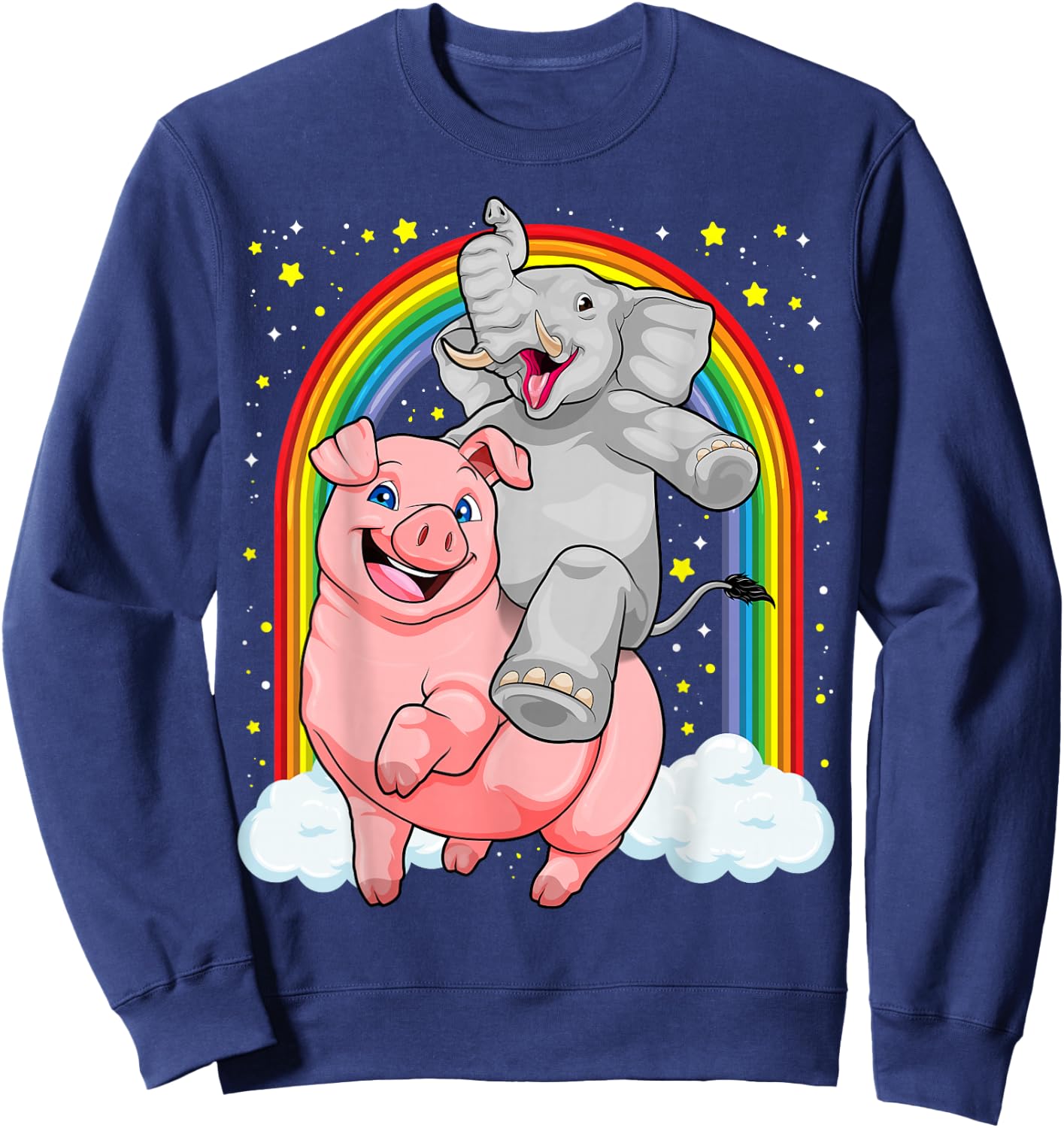 Elephant Riding Pig Funny And Magical Elephant Pig Pun Sweatshirt - Sweatshirt | Navy