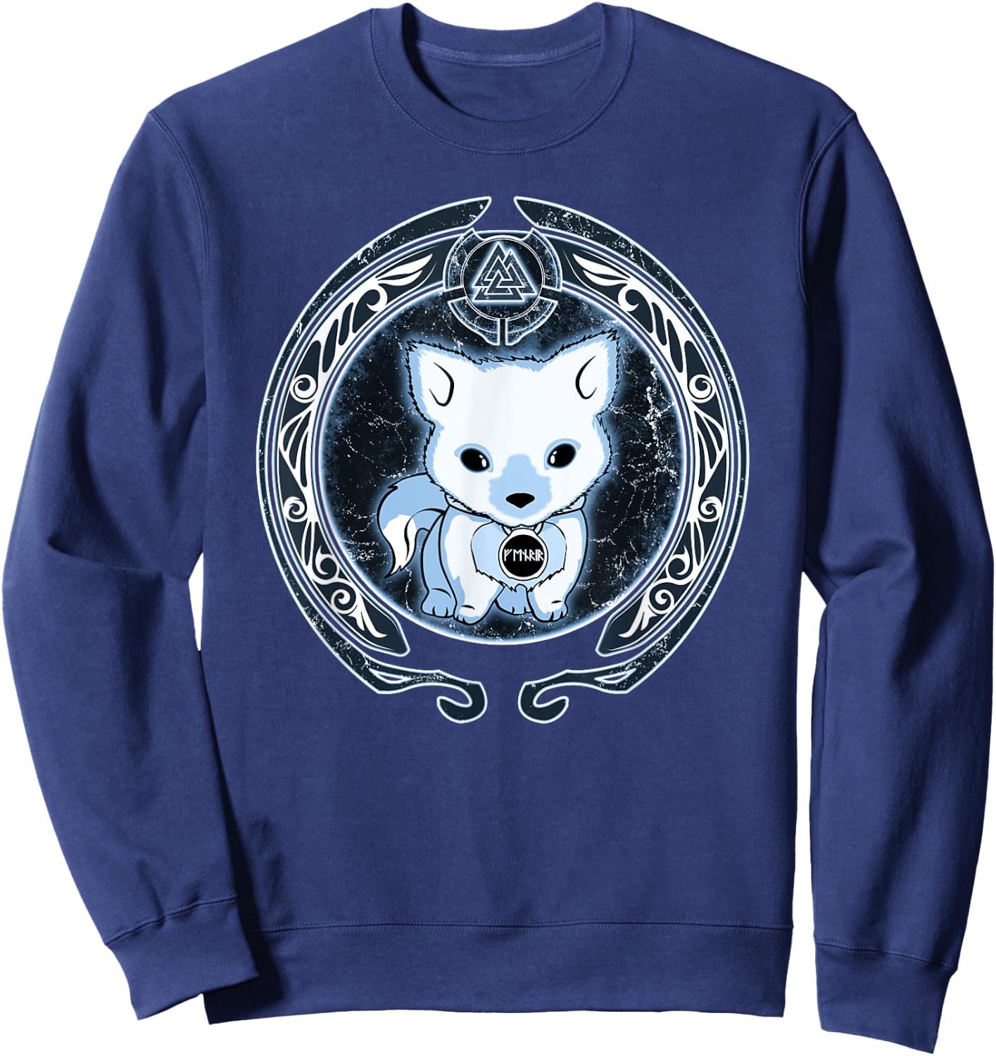 Viking Fenrir Fenris Wolf Pup Valknut Symbol Sweatshirt - Sweatshirt | Navy