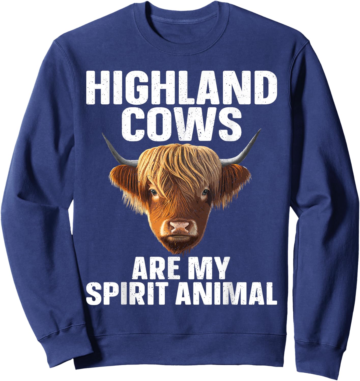 Funny Highland Cow Design Women Highlander Cow Lover Sweatshirt - Sweatshirt | Navy