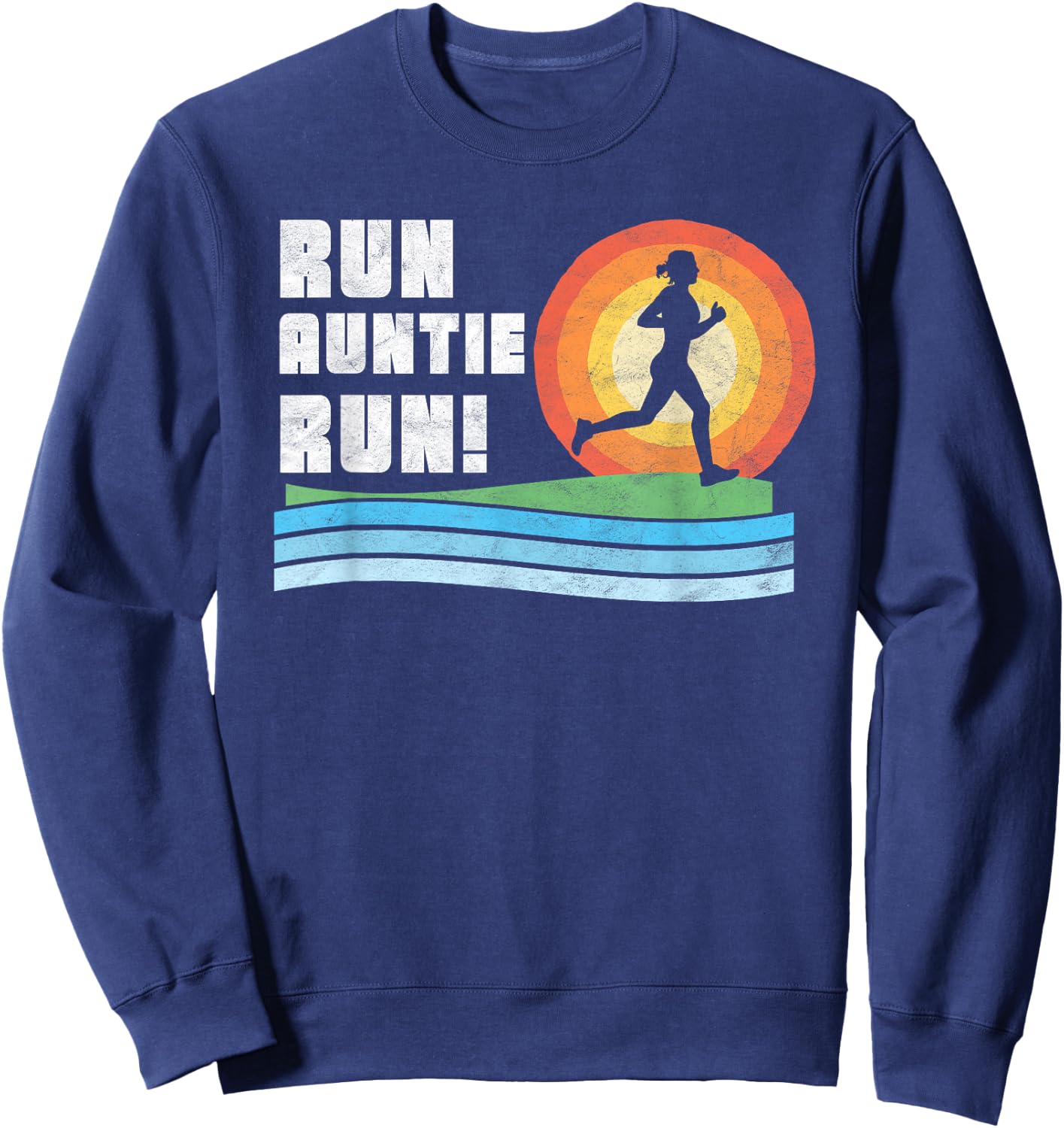Run Auntie Run! Retro Style Vintage Race Cheering Sweatshirt - Sweatshirt | Navy