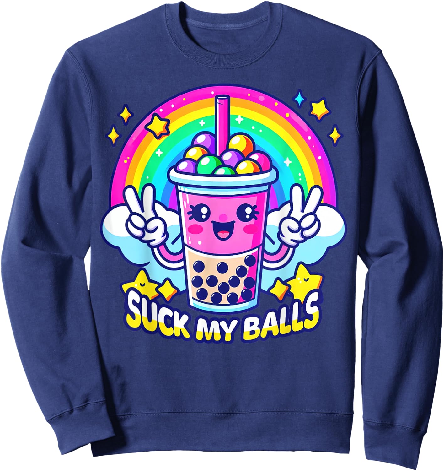 Suck My Balls Funny Boba Tea Sweatshirt - Sweatshirt | Navy