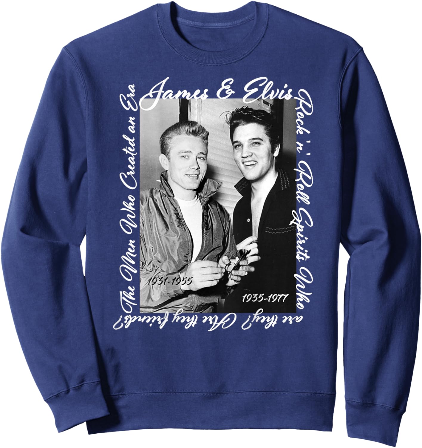 James Dean_Elvis Presley_Back Printed , black Sweatshirt - Sweatshirt | Navy
