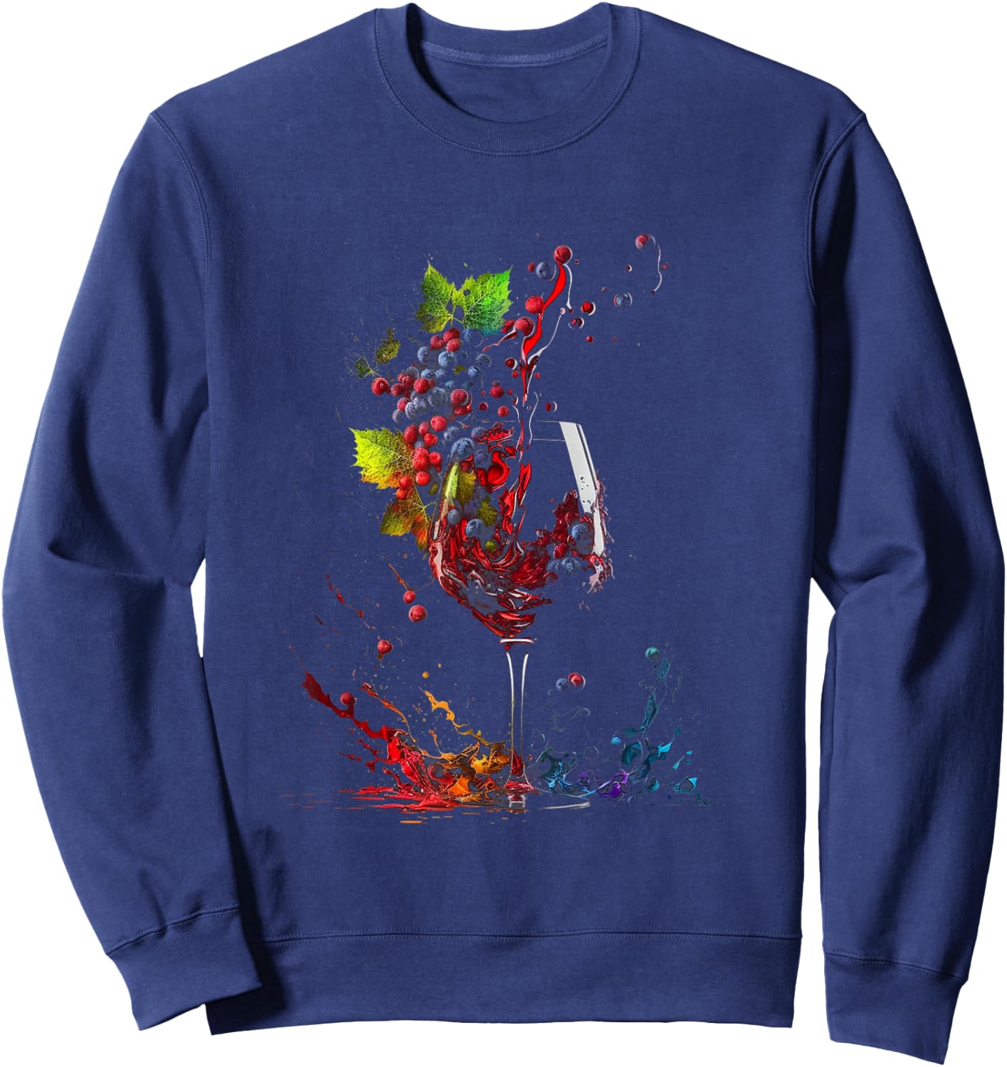 Wine Splash Art Wine Glass Grapes Wine Grower Winemaker , black Sweatshirt - Sweatshirt | Navy