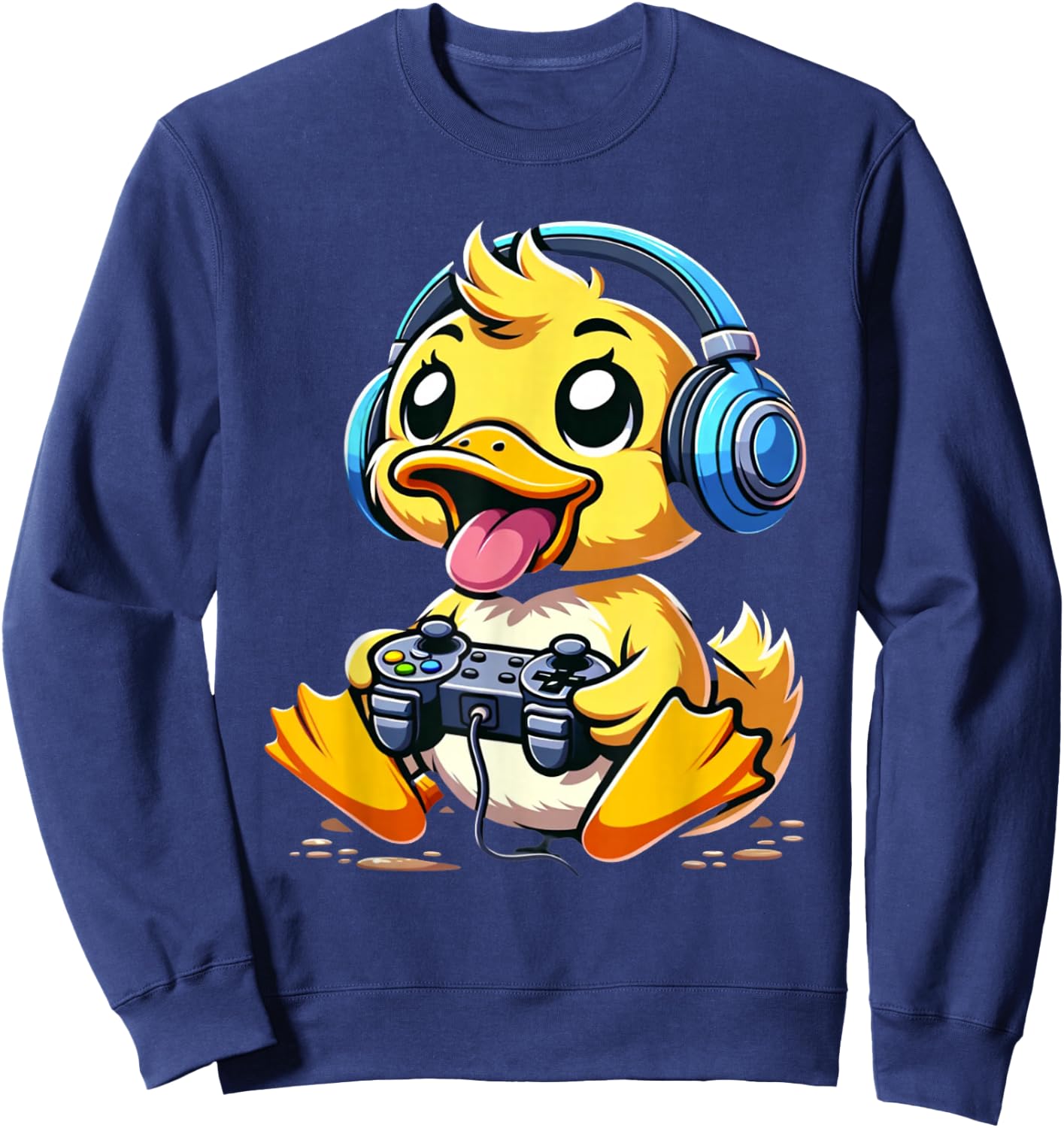 Funny Duck Gamer Gaming Ducks Video Game , Small, Black Sweatshirt - Sweatshirt | Navy