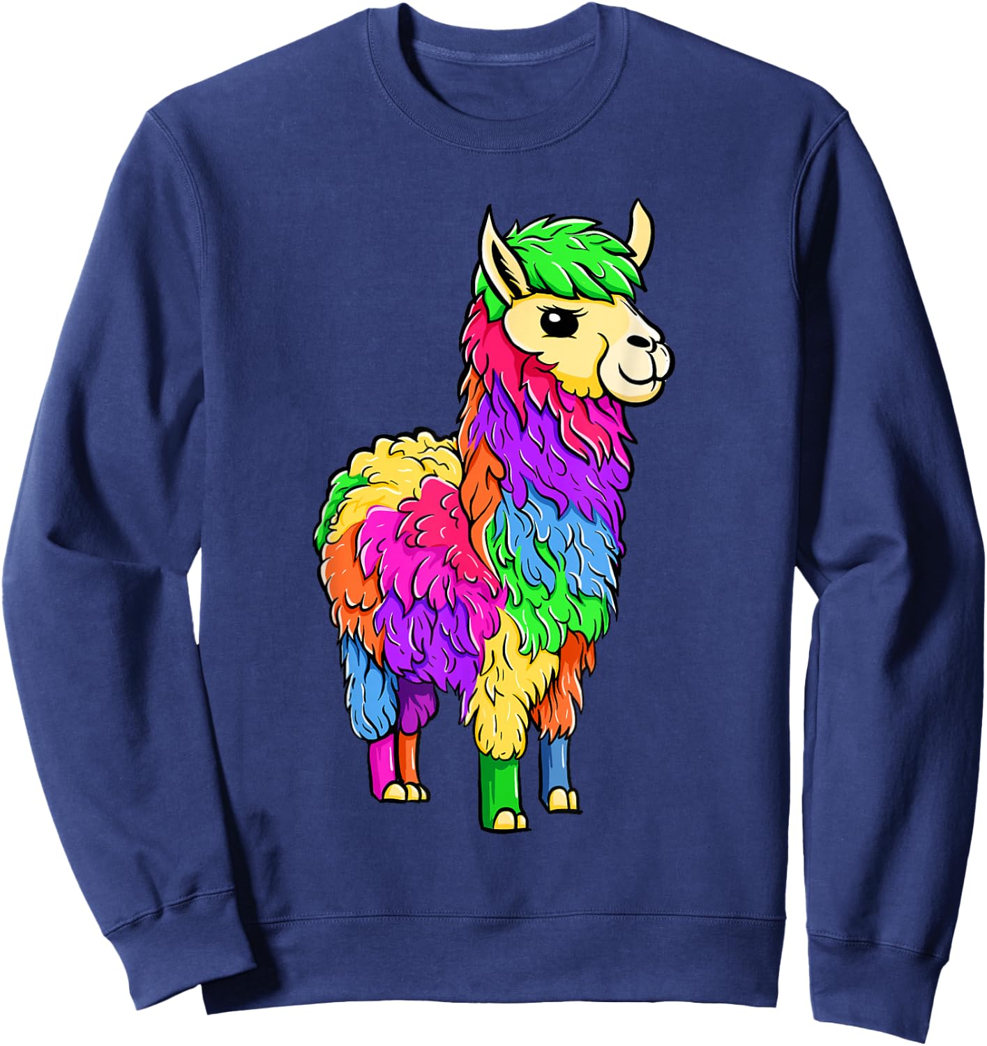 Colorful Loot Llama - Farm Animal Lover Zoologist Zoo Herder Sweatshirt - Sweatshirt | Navy