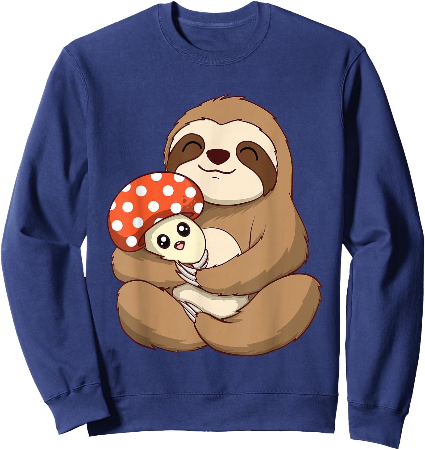Hugging Sloth And Mushroom - Zookeeper Wildlife Animal Lover Sweatshirt - Sweatshirt | Navy