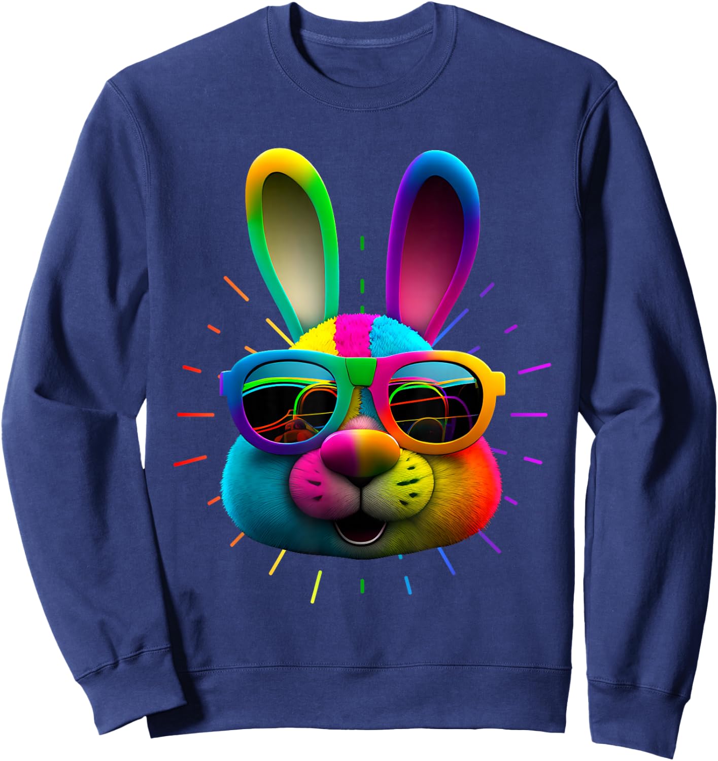Hasengesicht Cooler Osterhase mit Brille Ostern Bunny Schwarz Klein Erwachsene Oster Sweatshirt - Sweatshirt | Navy