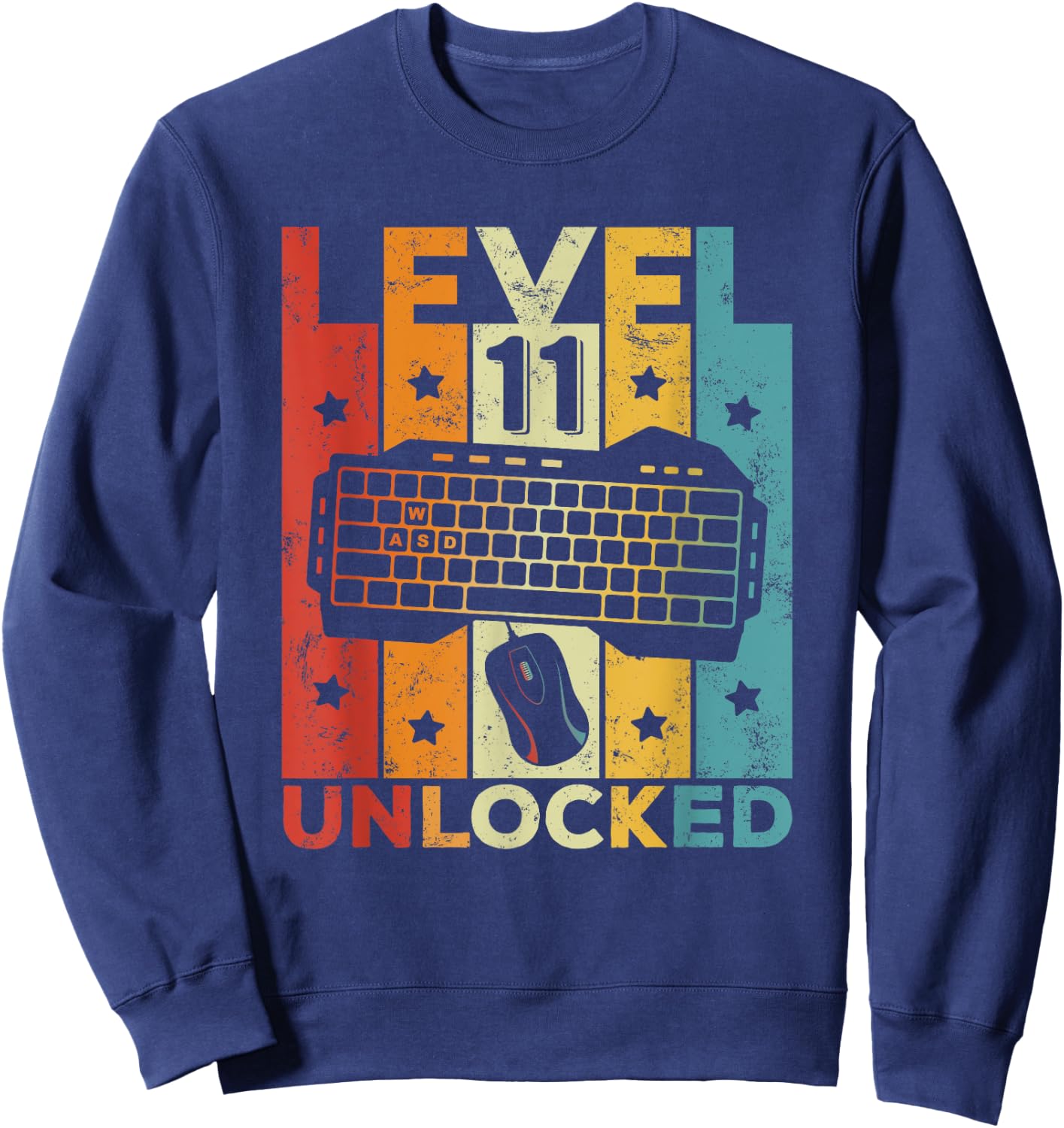 Level 11 Unlocked Gaming Keyboard 11 Birthday Boy Girl Gamer Sweatshirt - Sweatshirt | Navy
