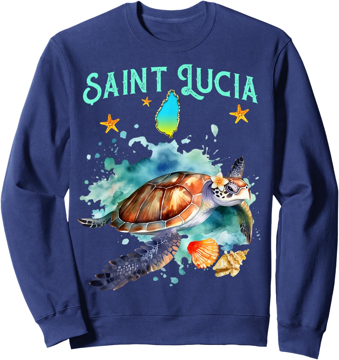 Tortue Marine De L'île De Sainte-Lucie Homme Femme Enfant Sweatshirt - Sweatshirt | Navy