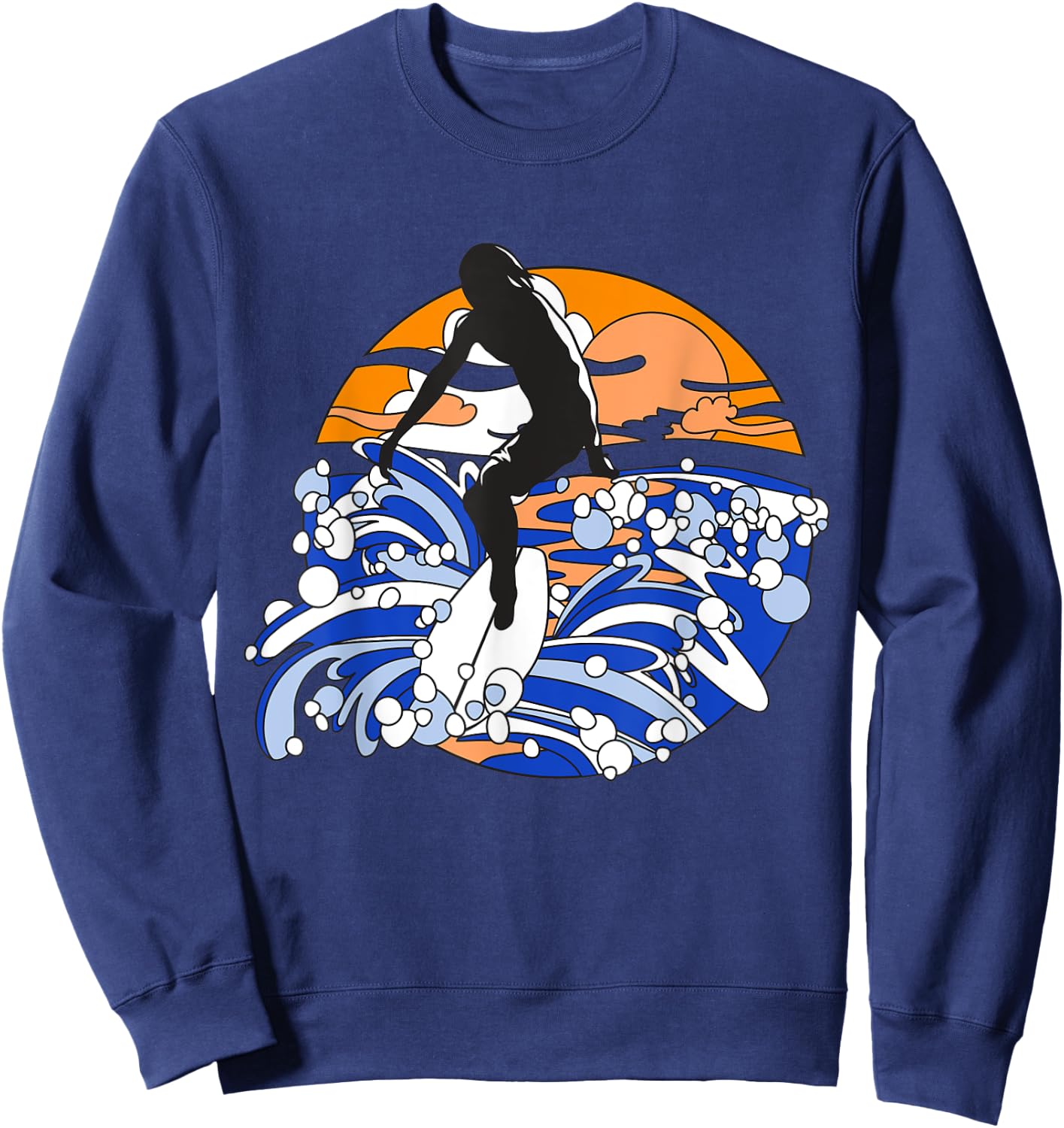 retro Surf Graphic - Vintage Retro Eighties Beach Men Women Kids Sweatshirt - Sweatshirt | Navy