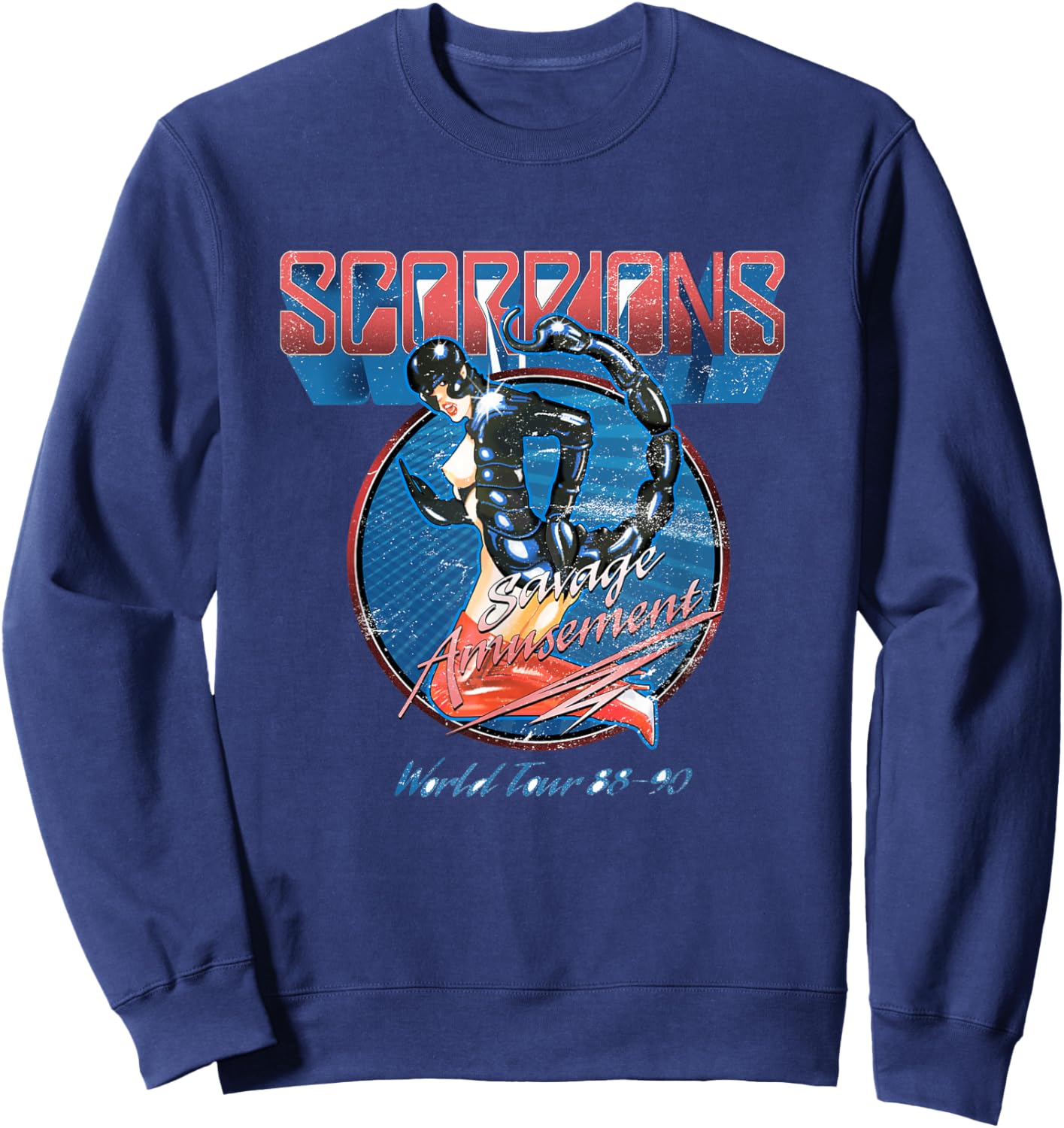 Offizielle Scorpions Savage Amusement World Tour Sweatshirt - Sweatshirt | Navy