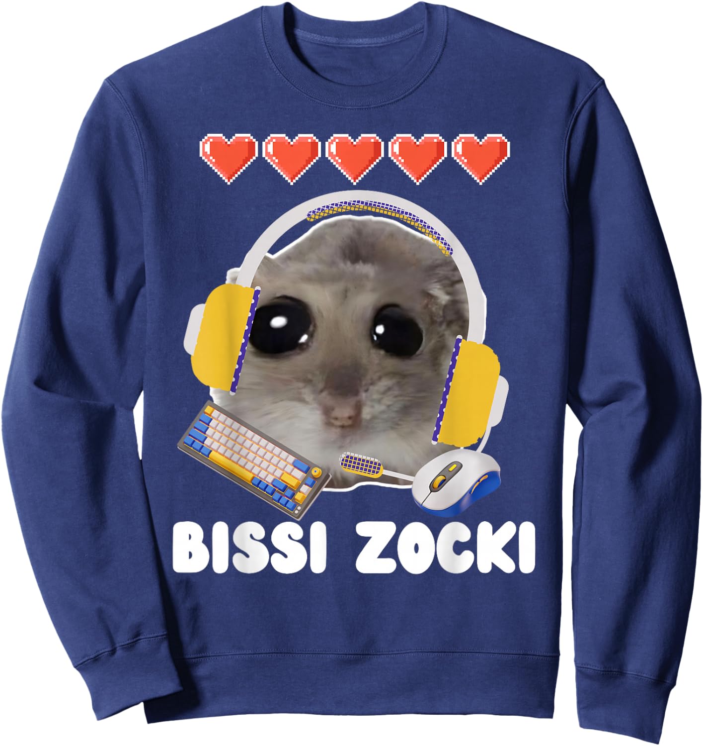 Bissi Zocki Funny Sad Hamster Cute Hamstie , black Sweatshirt - Sweatshirt | Navy