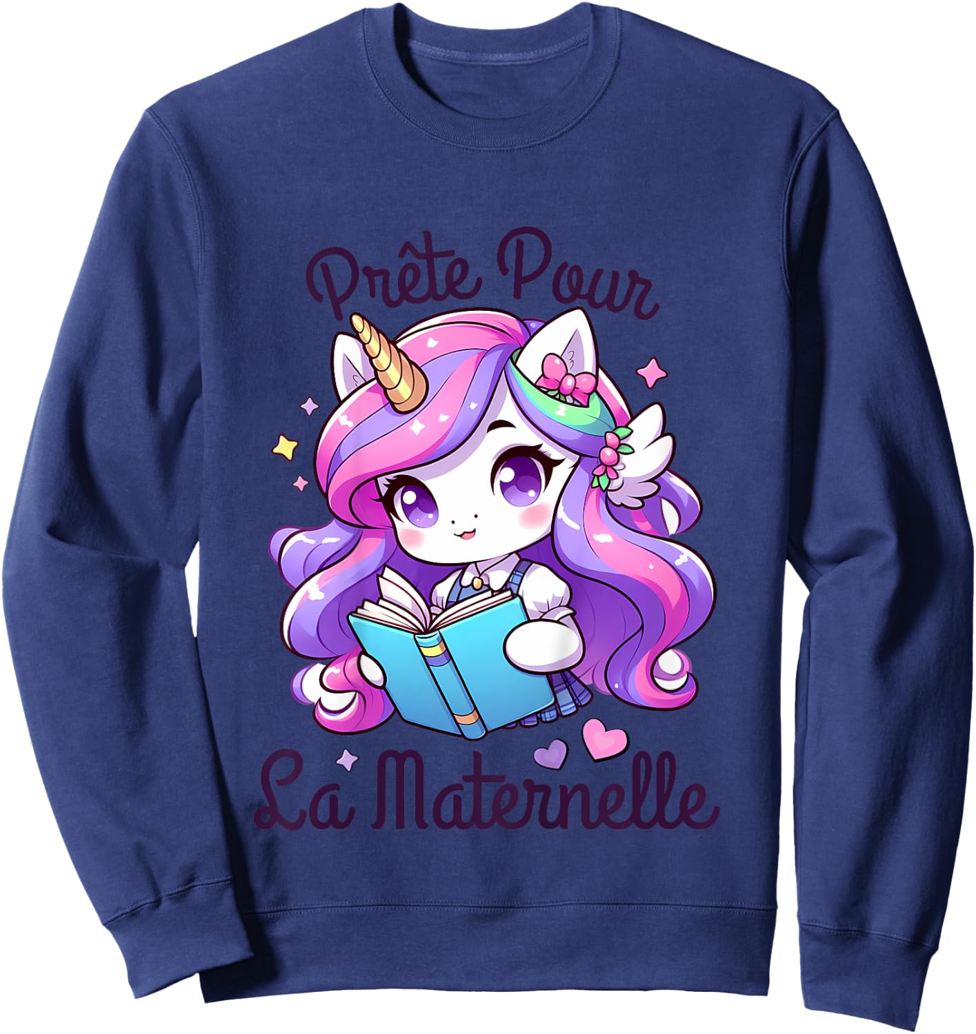 Child Girl Preschool Gift Back to School 2024 , white, 2 Sweatshirt - Sweatshirt | Navy