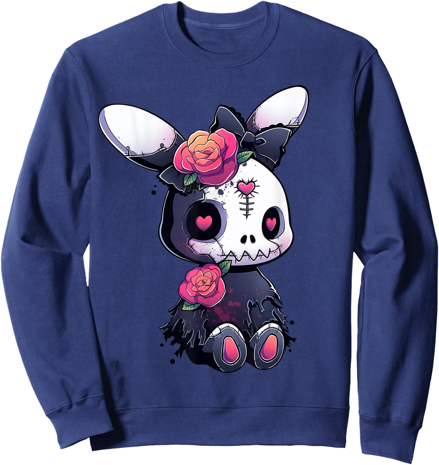 Goth Bunny E-Girl Kawaii Rabbit Cute Gothic Outfit Grunge Sweatshirt - Sweatshirt | Navy