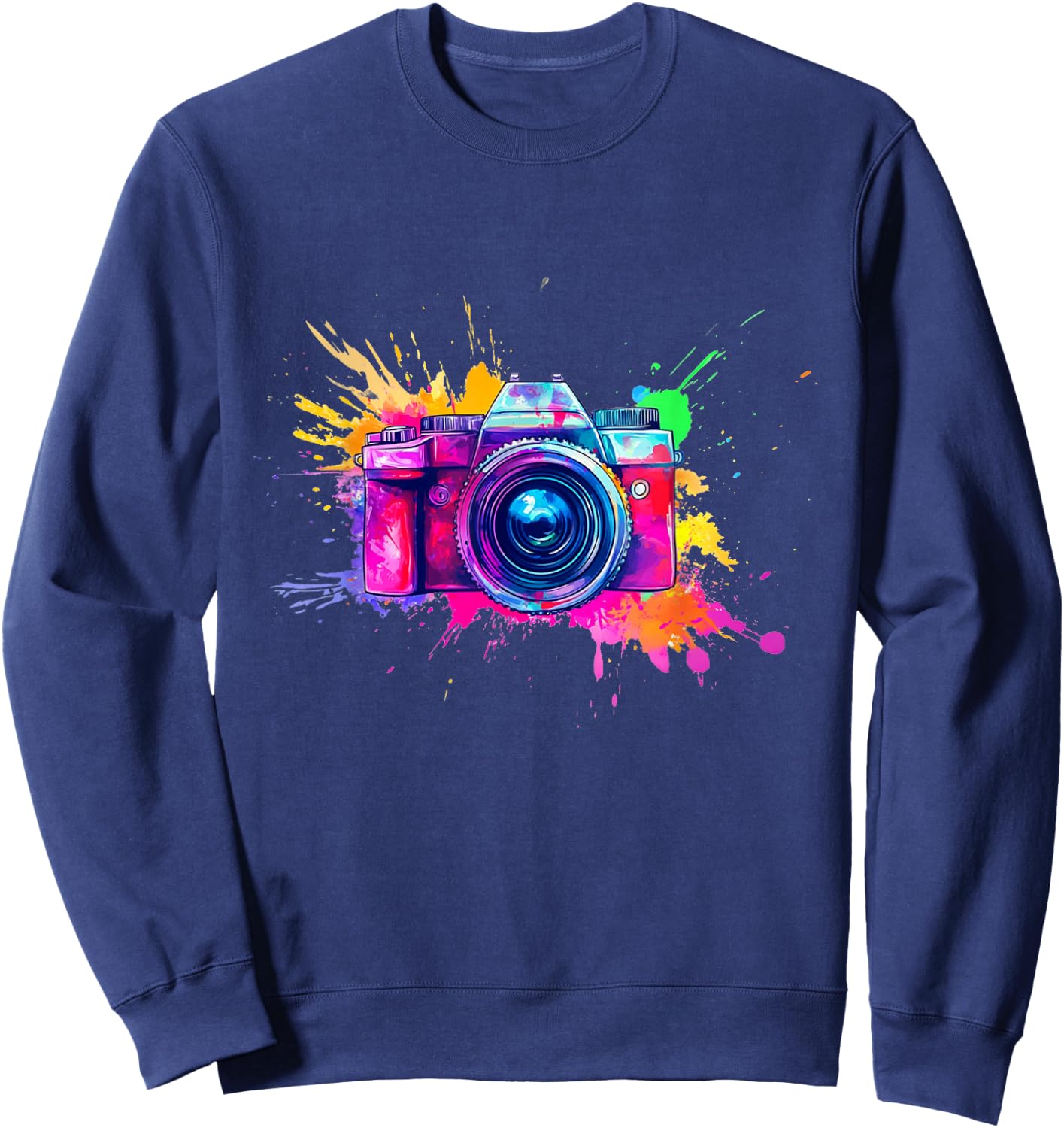 Artistic touch with camera and bright colors , Black, S Sweatshirt - Sweatshirt | Navy
