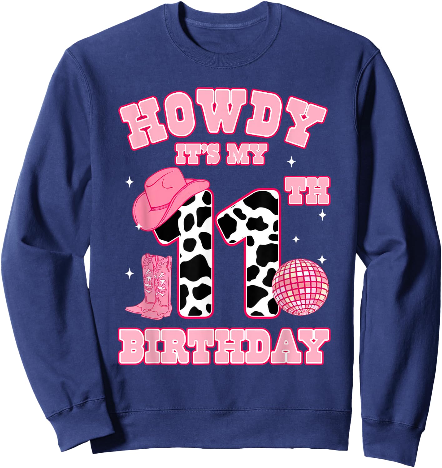 Howdy It's My 11th Birthday Rodeo Western Cowgirl Cowboy Sweatshirt - Sweatshirt | Navy