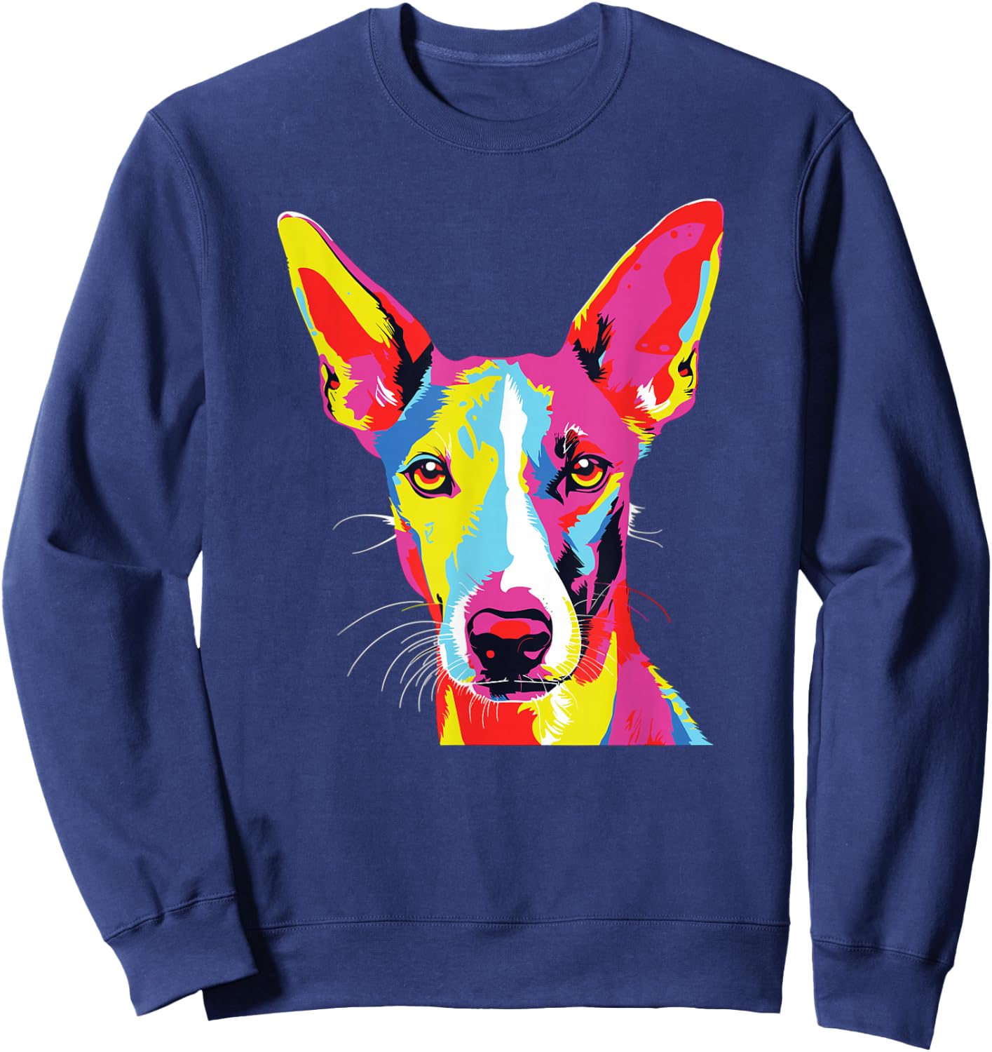 Watercolor Colorful Ibizan Hound Dog Sweatshirt - Sweatshirt | Navy
