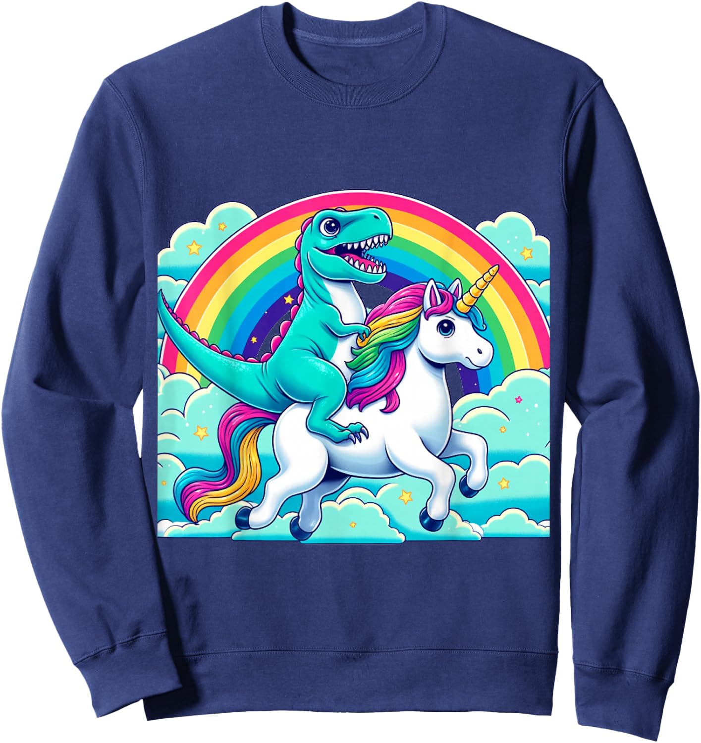 Dino-Ride Fantasy: Pride Dinosaur on Unicorn Rainbow LGBTQ Sweatshirt - Sweatshirt | Navy
