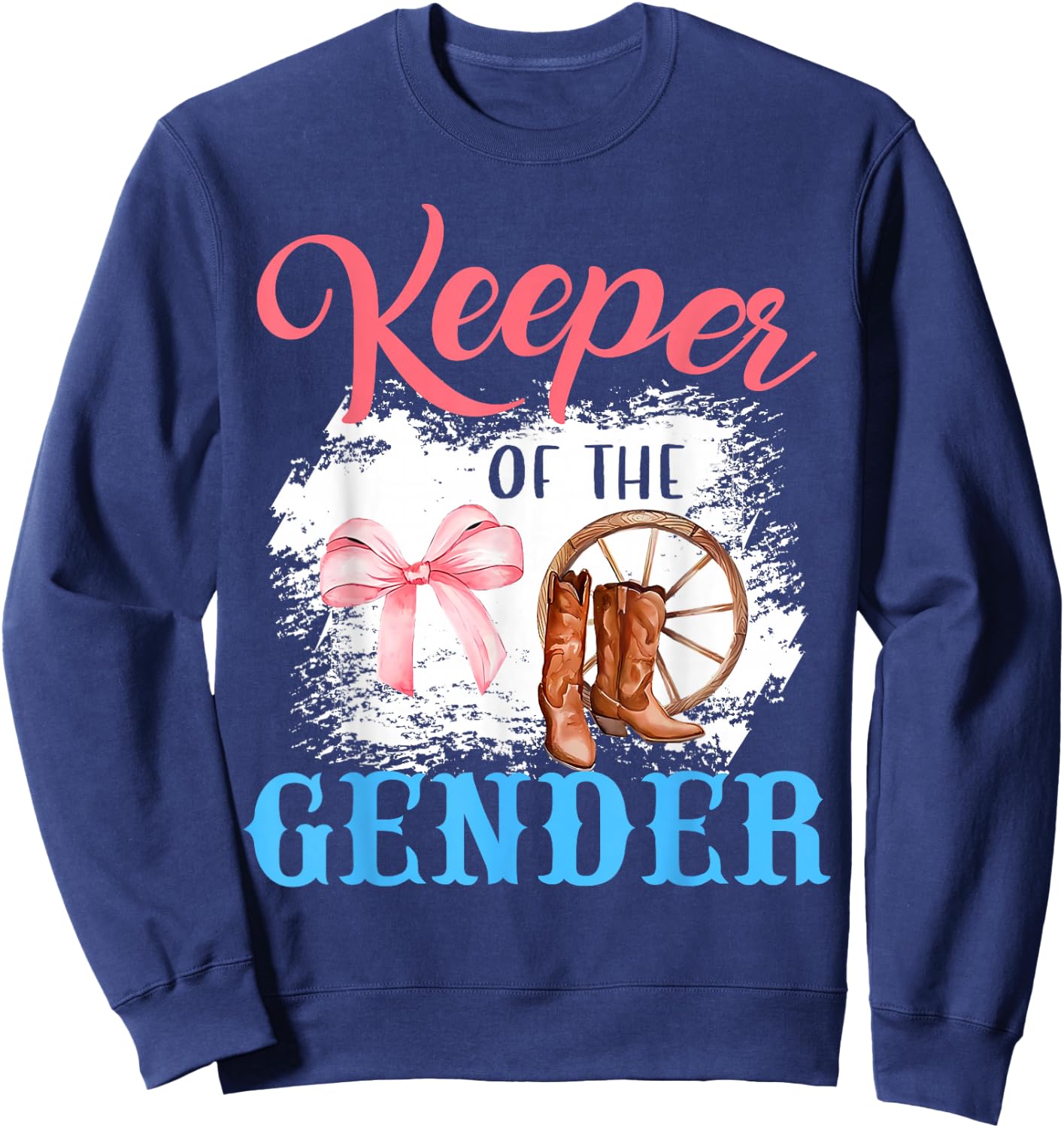 Western Gender Reveal Keeper of the Gender Baby Announcement , Small, Black Sweatshirt - Sweatshirt | Navy