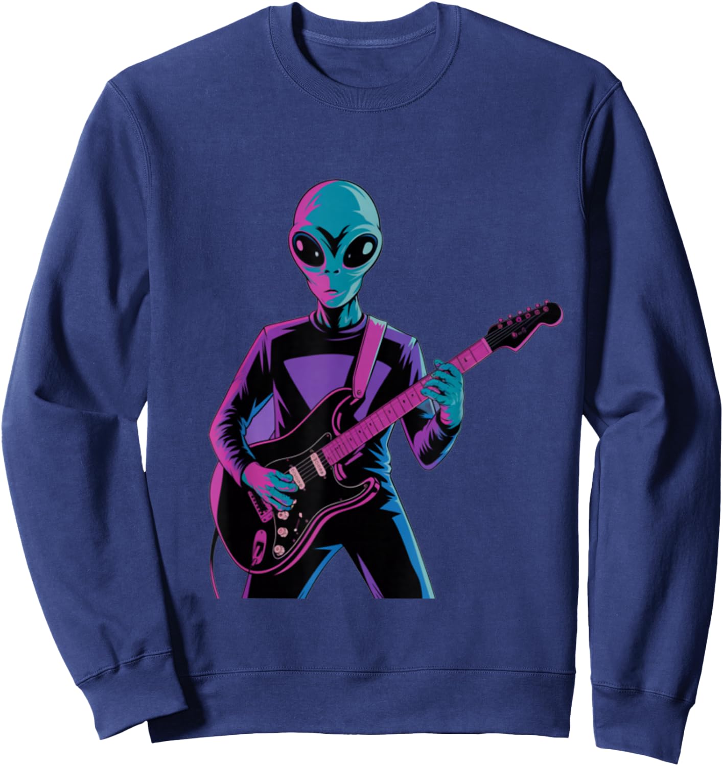 Funny Guitarist Alien Graphic Guitars Alien Alien Guitarists Sweatshirt - Sweatshirt | Navy