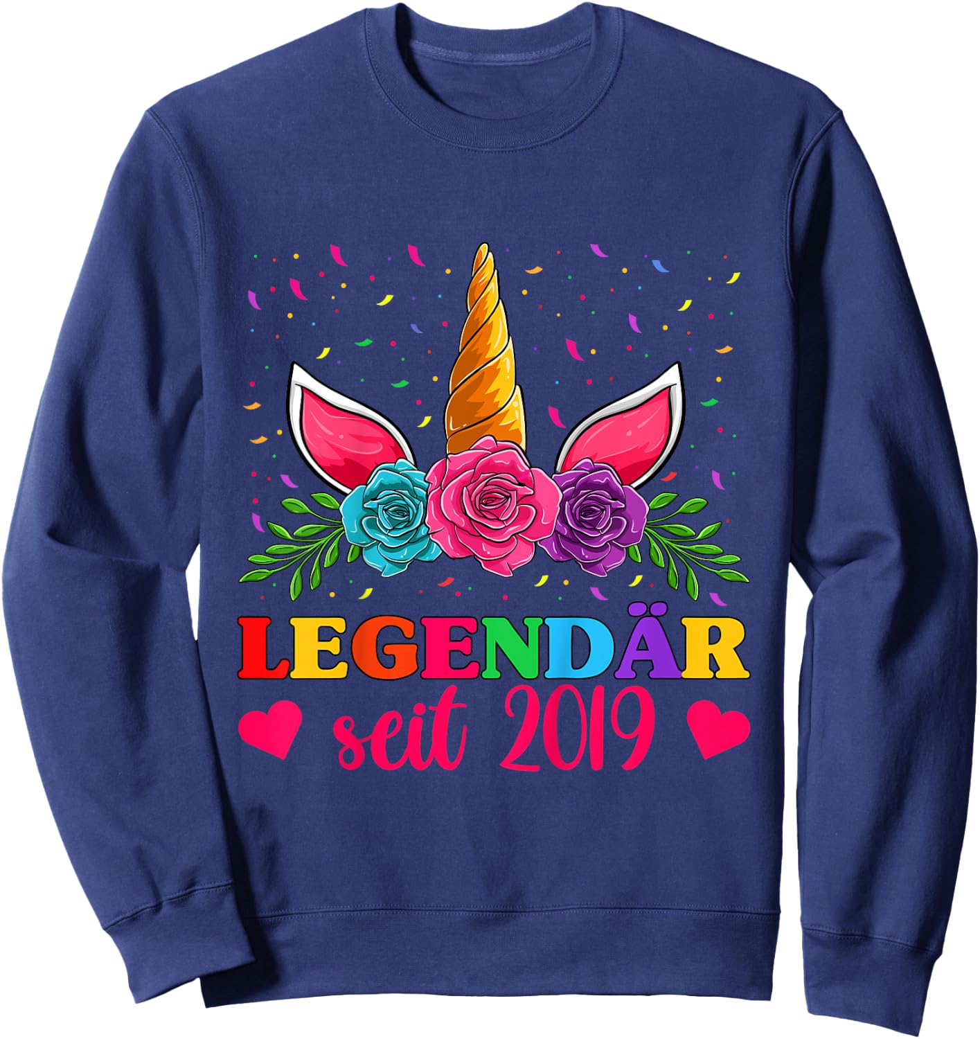 4. Geburtstag Mädchen Shirts, Legendar Seit 2019 Einhorn Sweatshirt - Sweatshirt | Navy