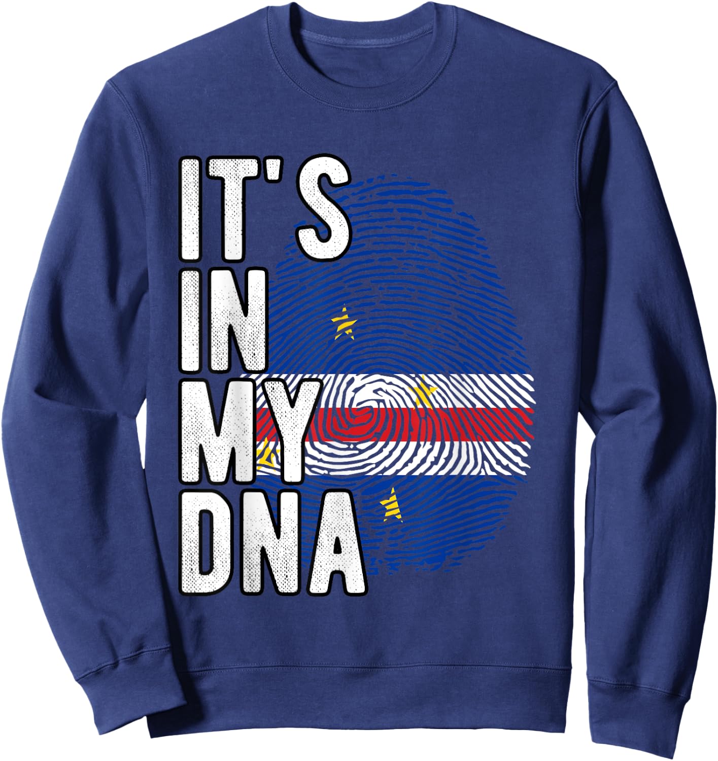 Funny It's in my DNA Flag Cape Verde Fingerprint , Black, S Sweatshirt - Sweatshirt | Navy