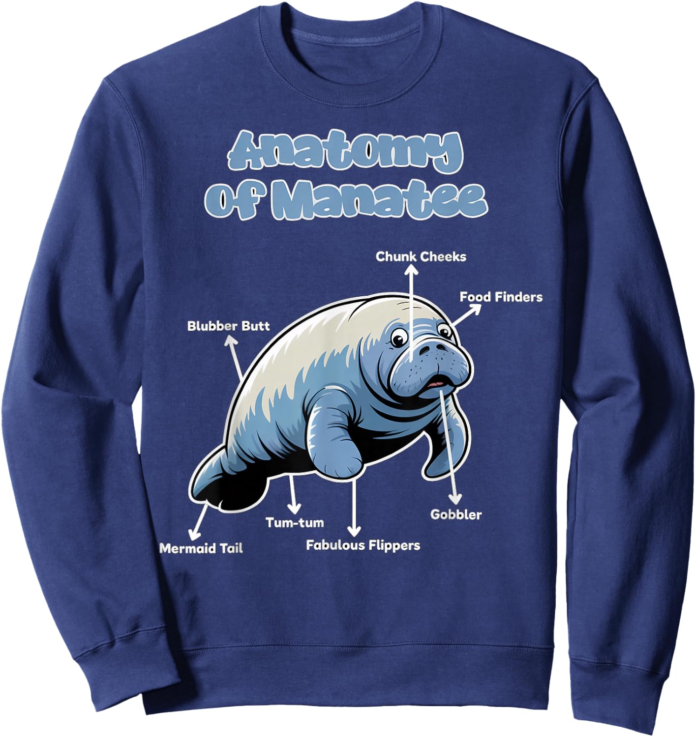 Anatomy Of Manatee Manatees Sea Animal Sea Cow Manatee Sweatshirt - Sweatshirt | Navy