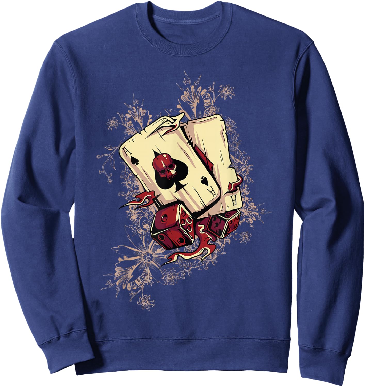 Player - Dice Demonic Poker Card , Black Sweatshirt - Sweatshirt | Navy