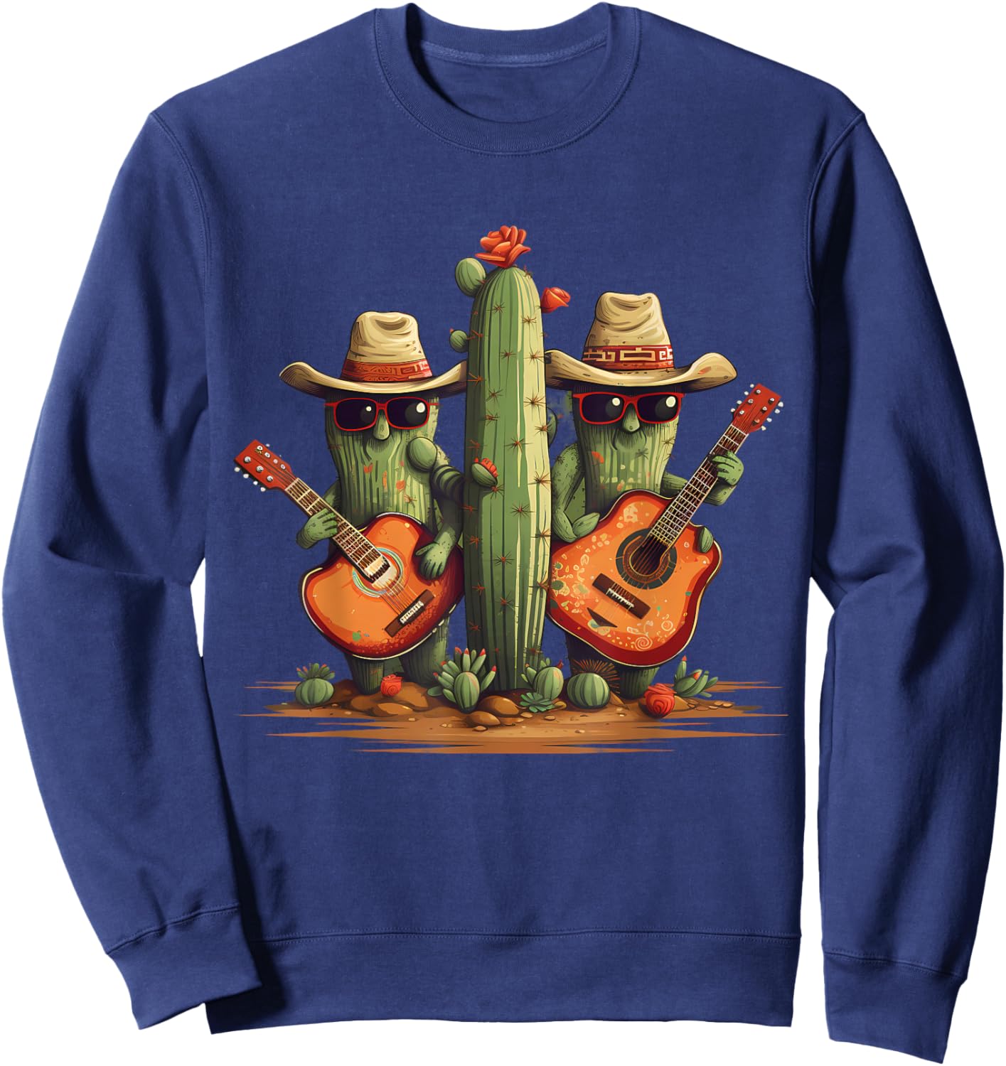 Cinco De Mayo Mexican Sombrero Mariachi Cactus Costume , Black, S Sweatshirt - Sweatshirt | Navy