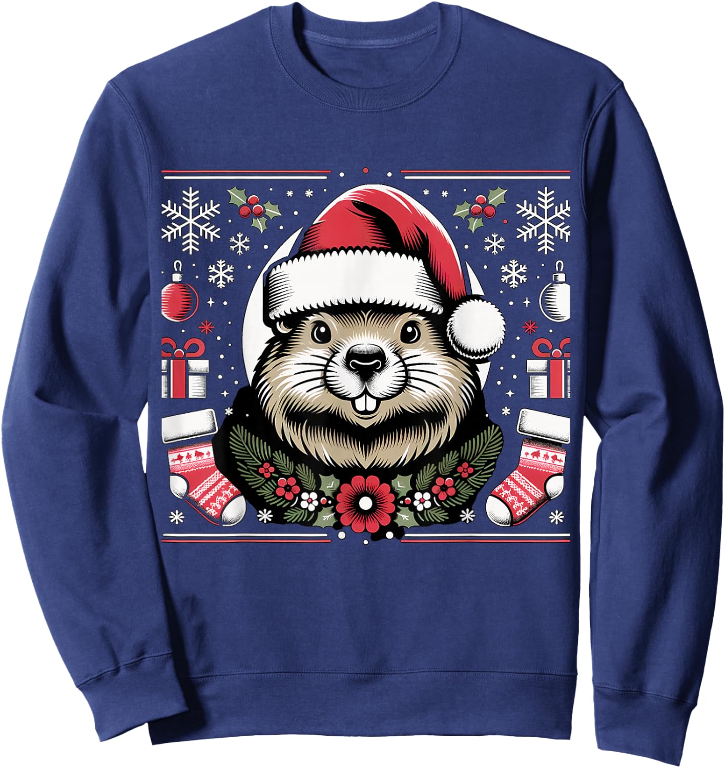 Ugly Christmas Groundhog Sweatshirt - Sweatshirt | Navy