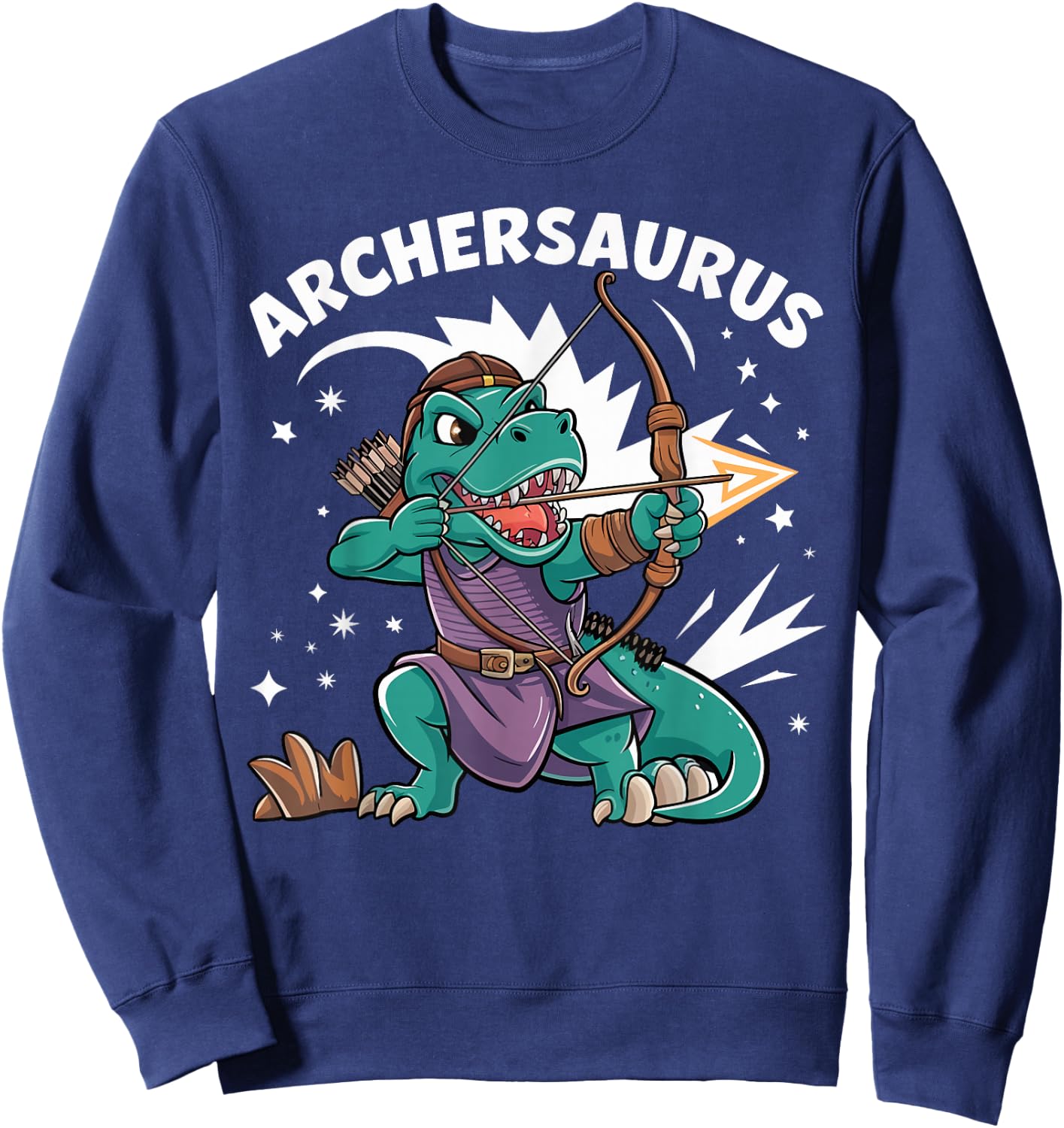 Dinosaur Archery Lover Archersaurus Funny Archery Kids Boys Sweatshirt - Sweatshirt | Navy