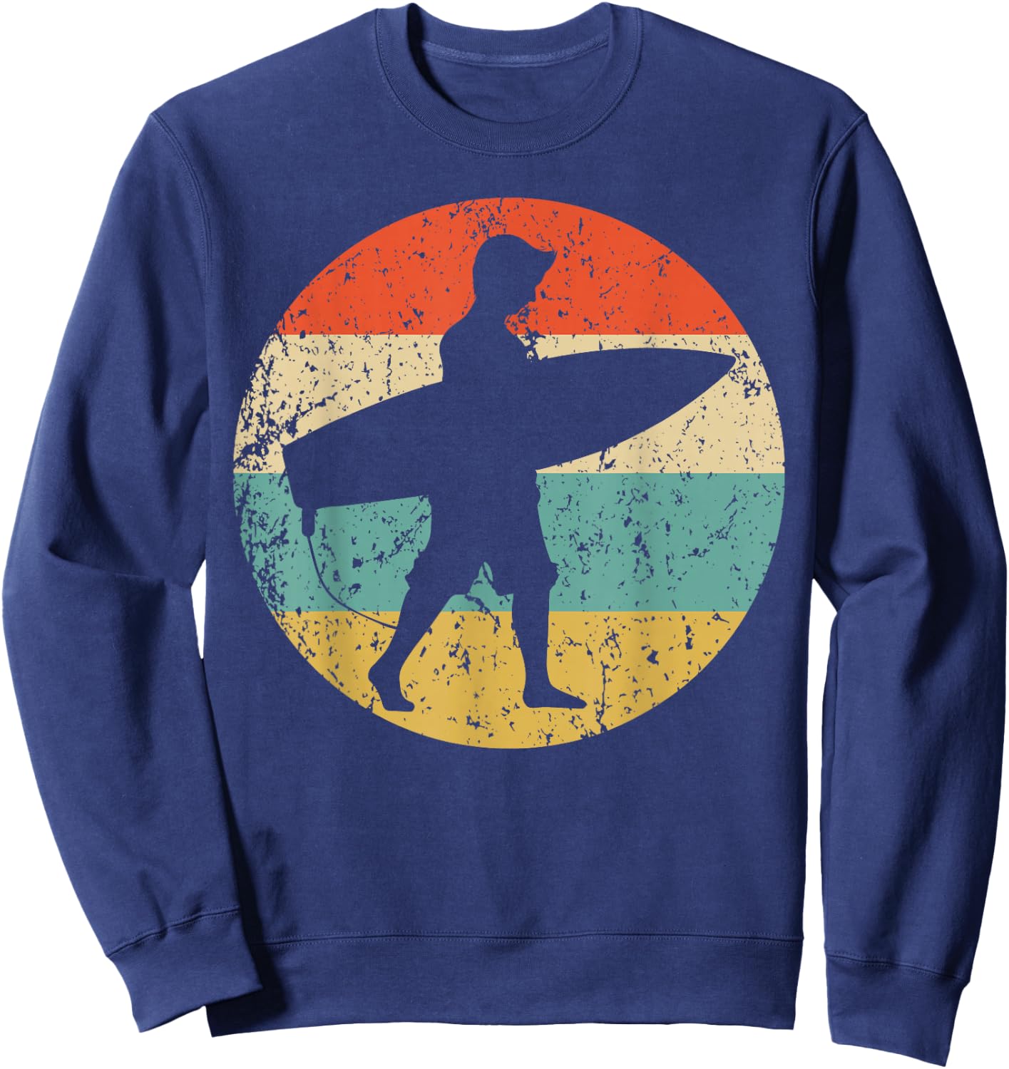 Surfer Silhouette Retro Surfing Sweatshirt - Sweatshirt | Navy
