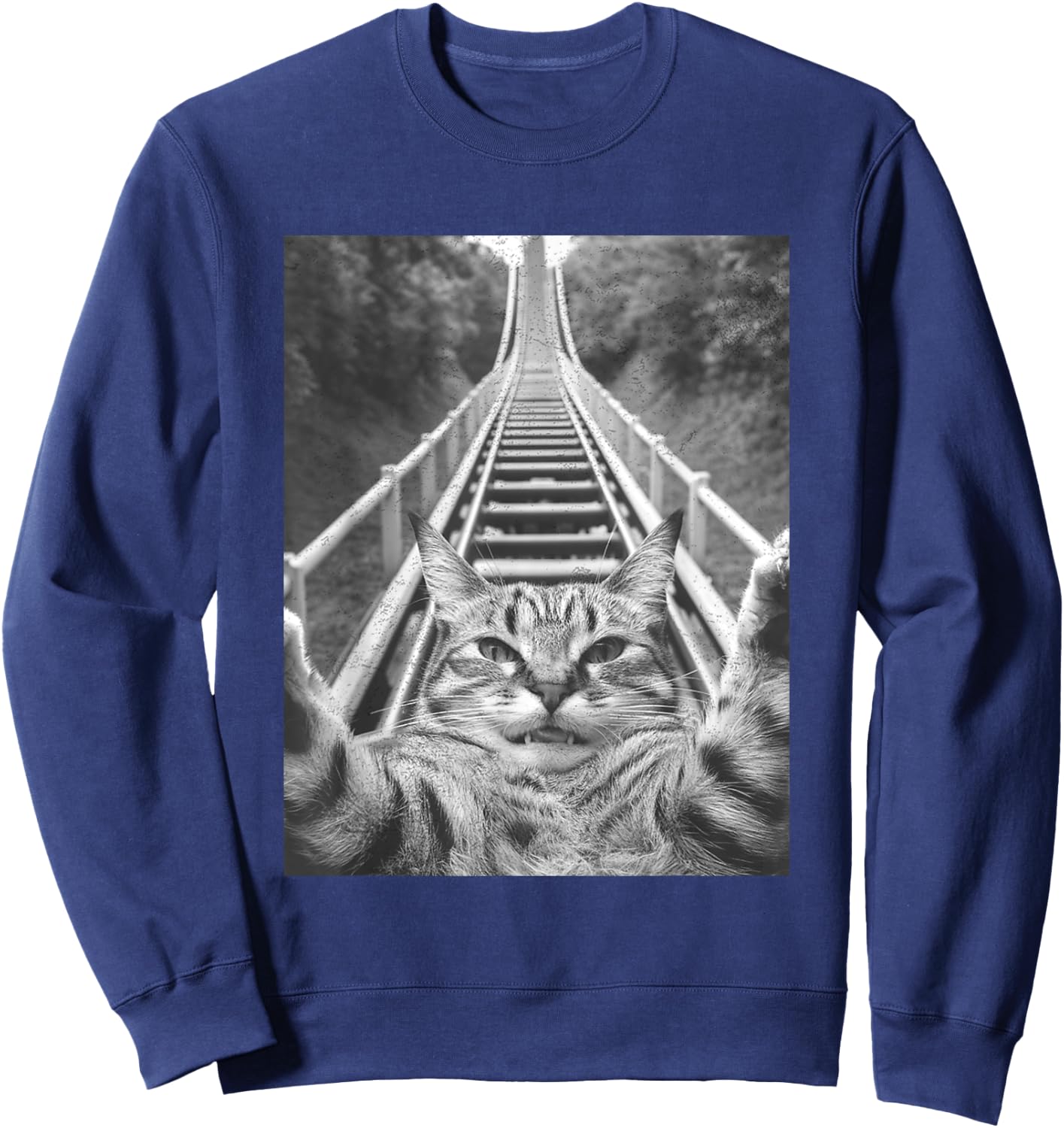 Cat Selfie on Roller coaster Men Women Kids Sweatshirt - Sweatshirt | Navy
