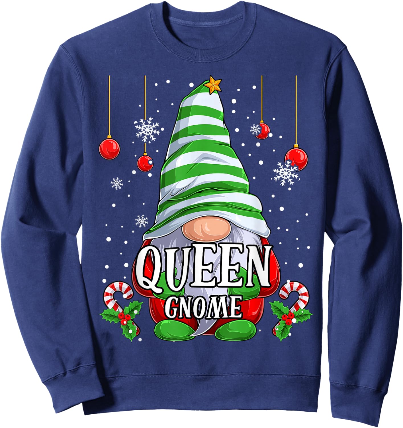 Queen Gnome christmas pajamas matching family group Sweatshirt - Sweatshirt | Navy