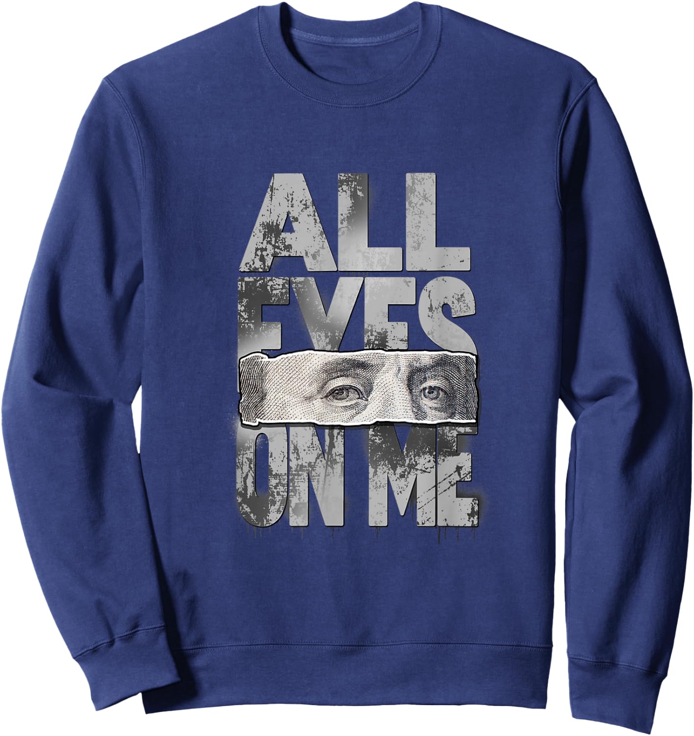 Grey All Eyes On Me Monochrome Color Graphic Sweatshirt - Sweatshirt | Navy