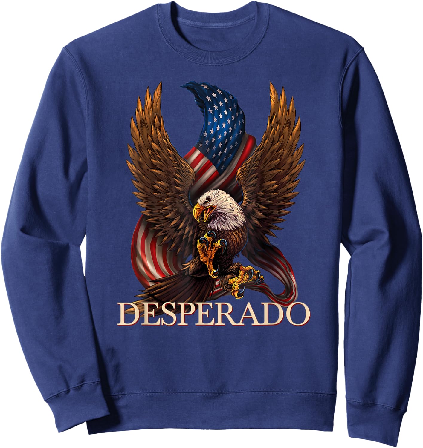 Desperado Cowboy Designs Store Desperado Cowboy Eagle - Black, , Short Sleeve, Letter Print, Modern, Casual Sweatshirt - Sweatshirt | Navy