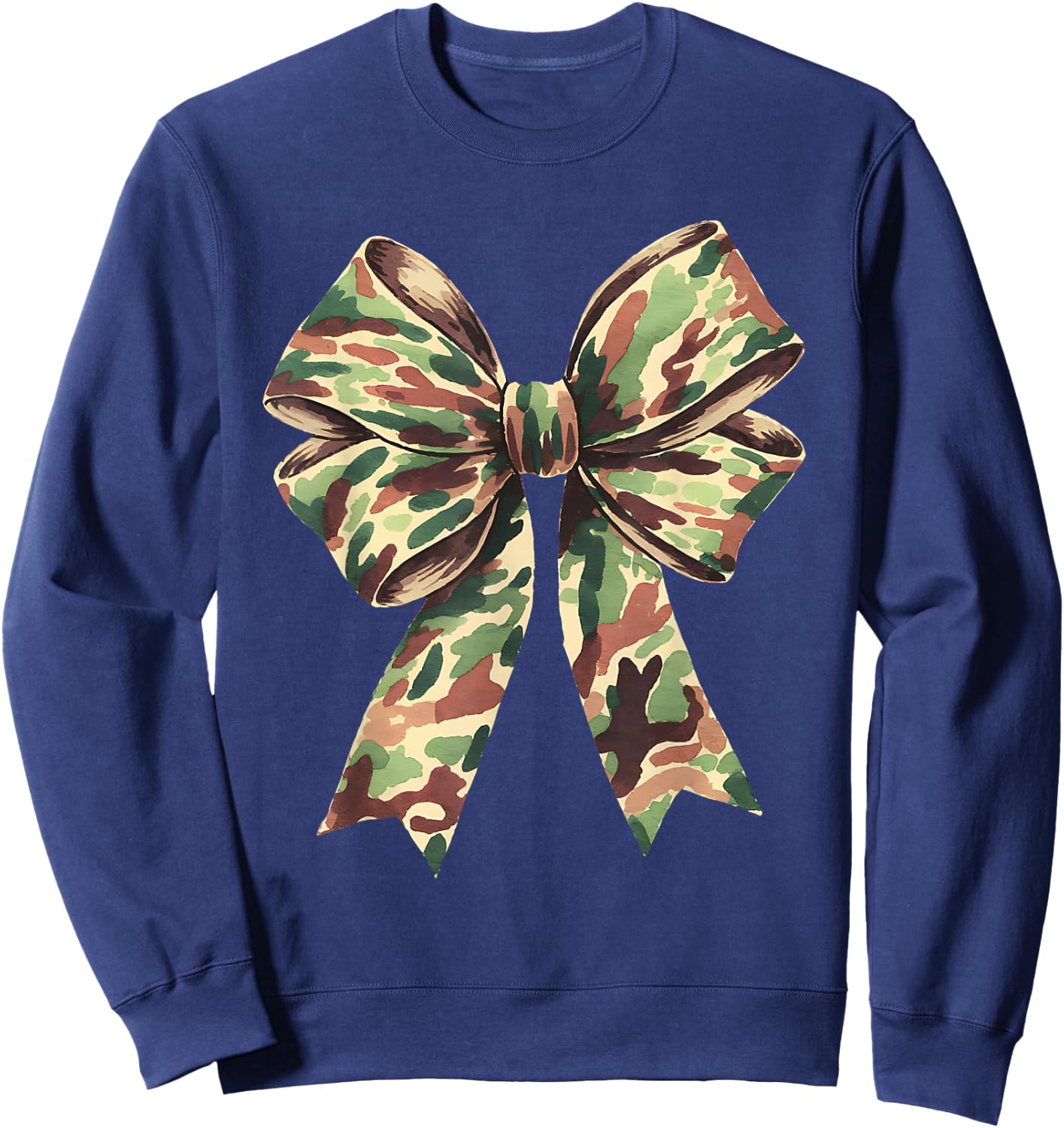 Camouflage Old Camo Bow Coquette Hunting Women Girl Sweatshirt - Sweatshirt | Navy