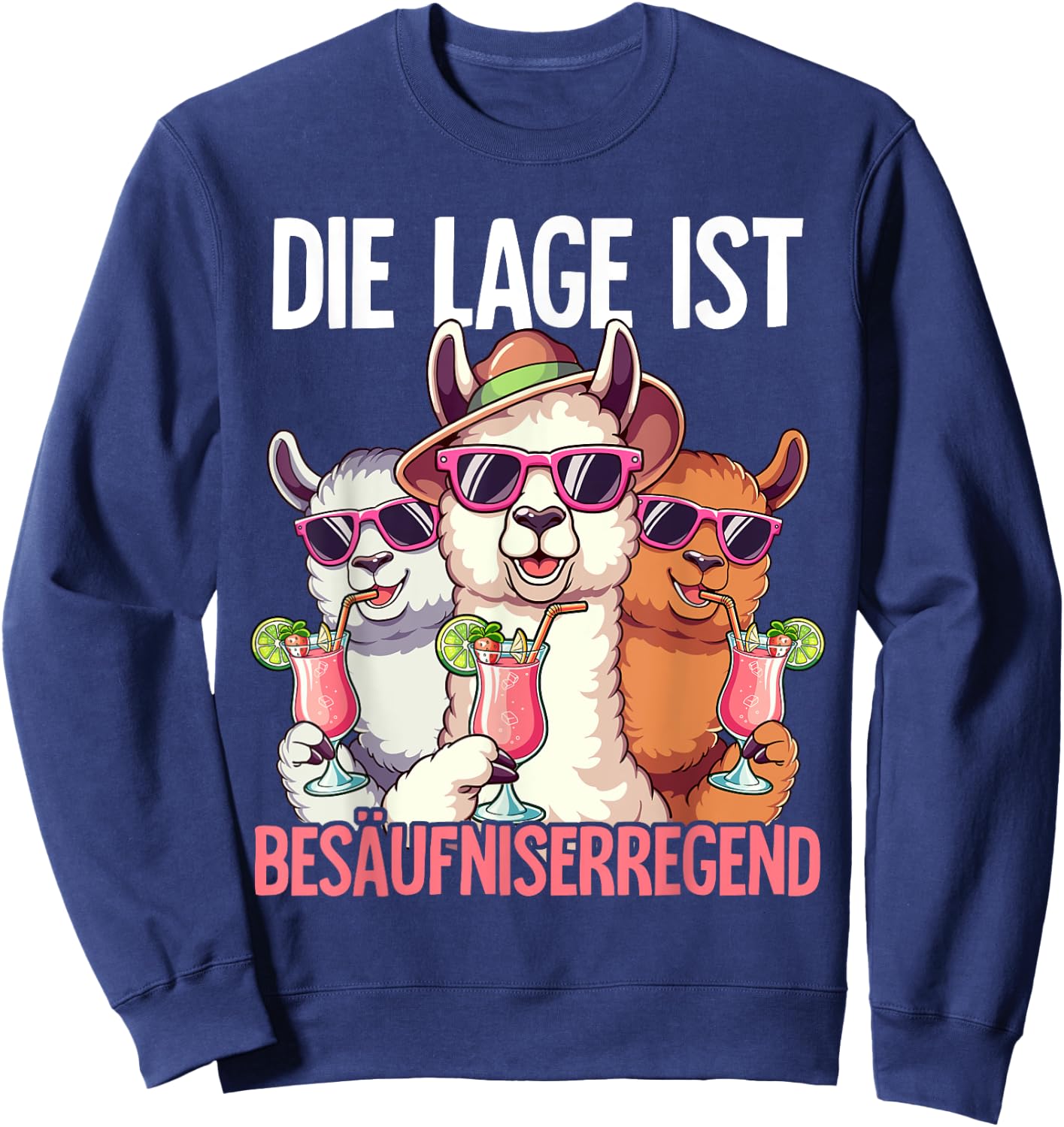 with German Text "Die Lage Ist Besäufniserregend, black Sweatshirt - Sweatshirt | Navy