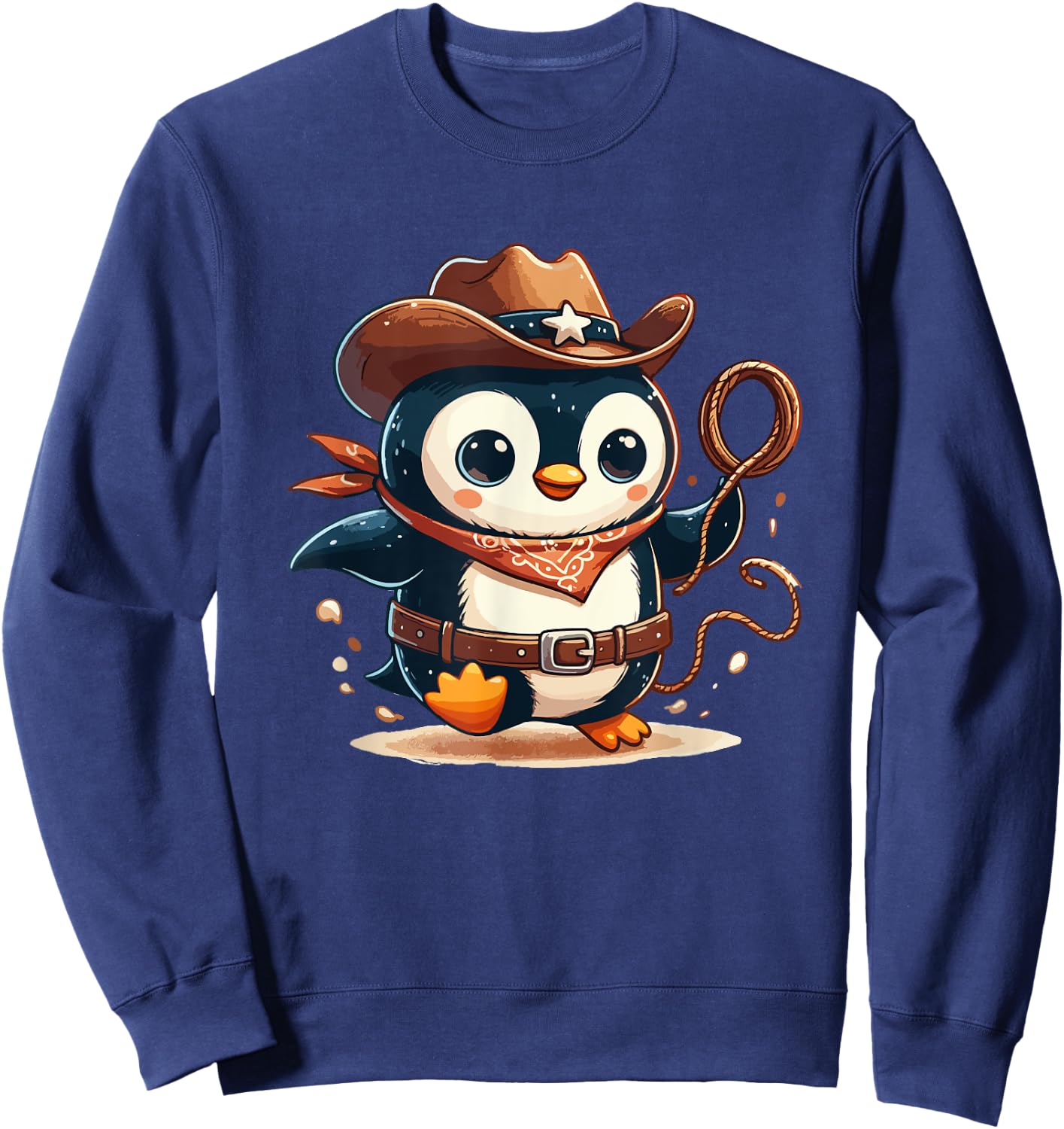 Western Rodeo Cowboy Hat Penguin Texas Animals Sweatshirt - Sweatshirt | Navy