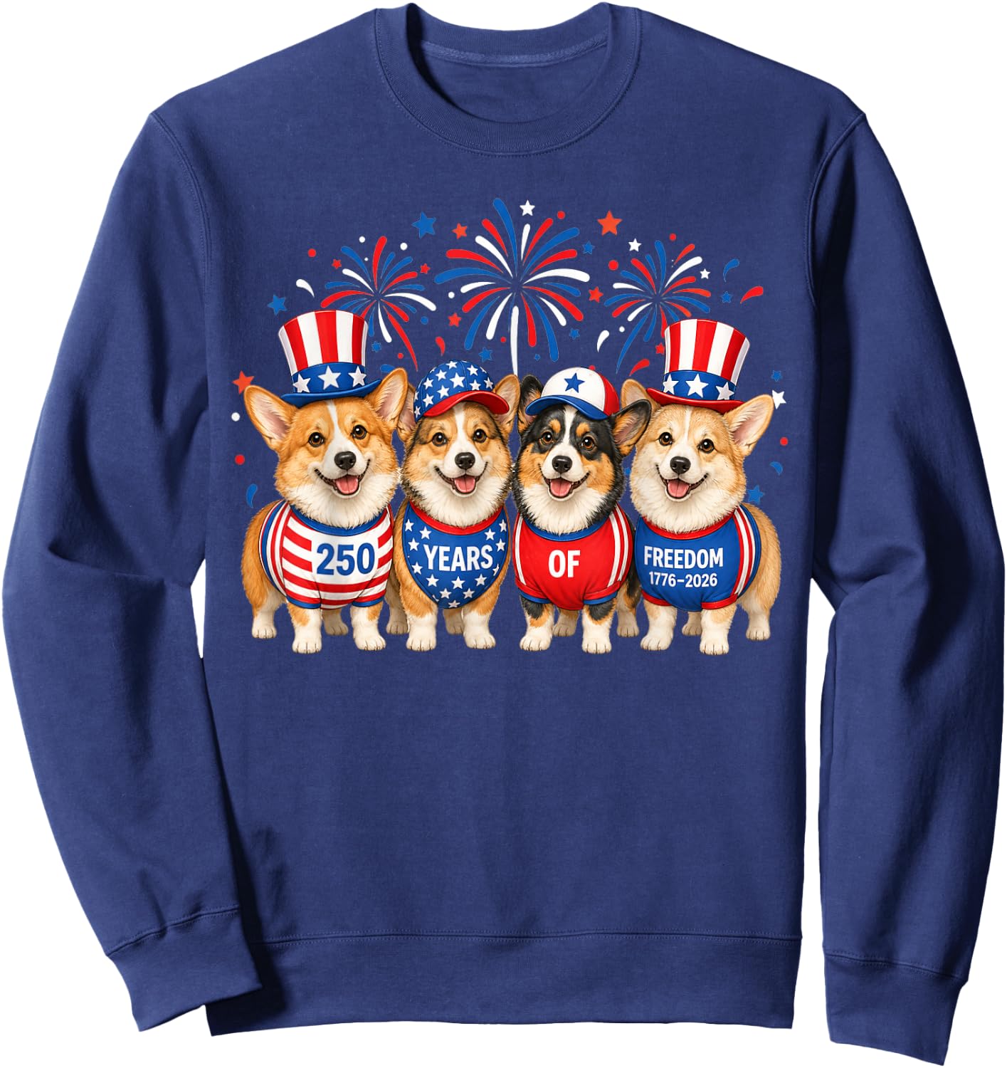 Corgi Dog 250 Years American 1776 2026 4th July Sweatshirt - Sweatshirt | Navy