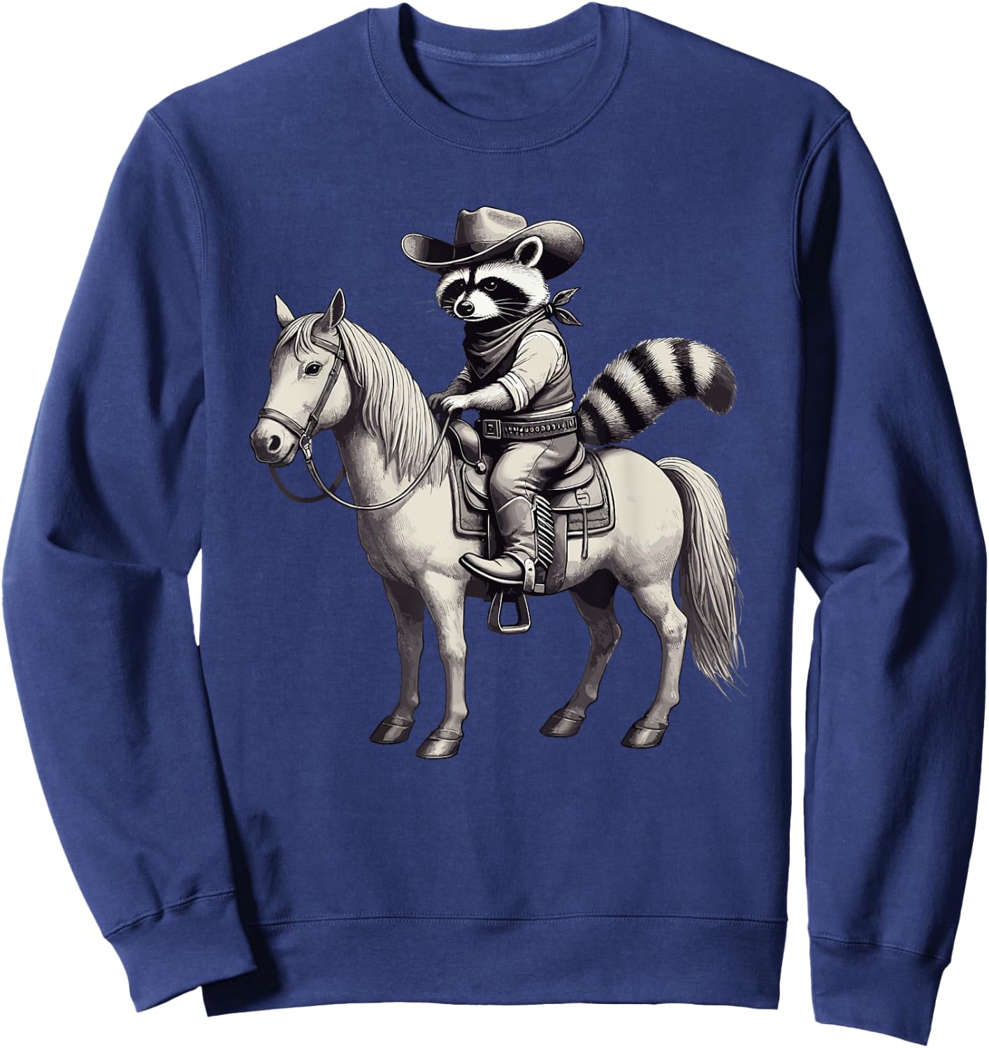 Raccoon Cowboy Vintage, Hat & Horse, Cowgirl, Funny Western Sweatshirt - Sweatshirt | Navy