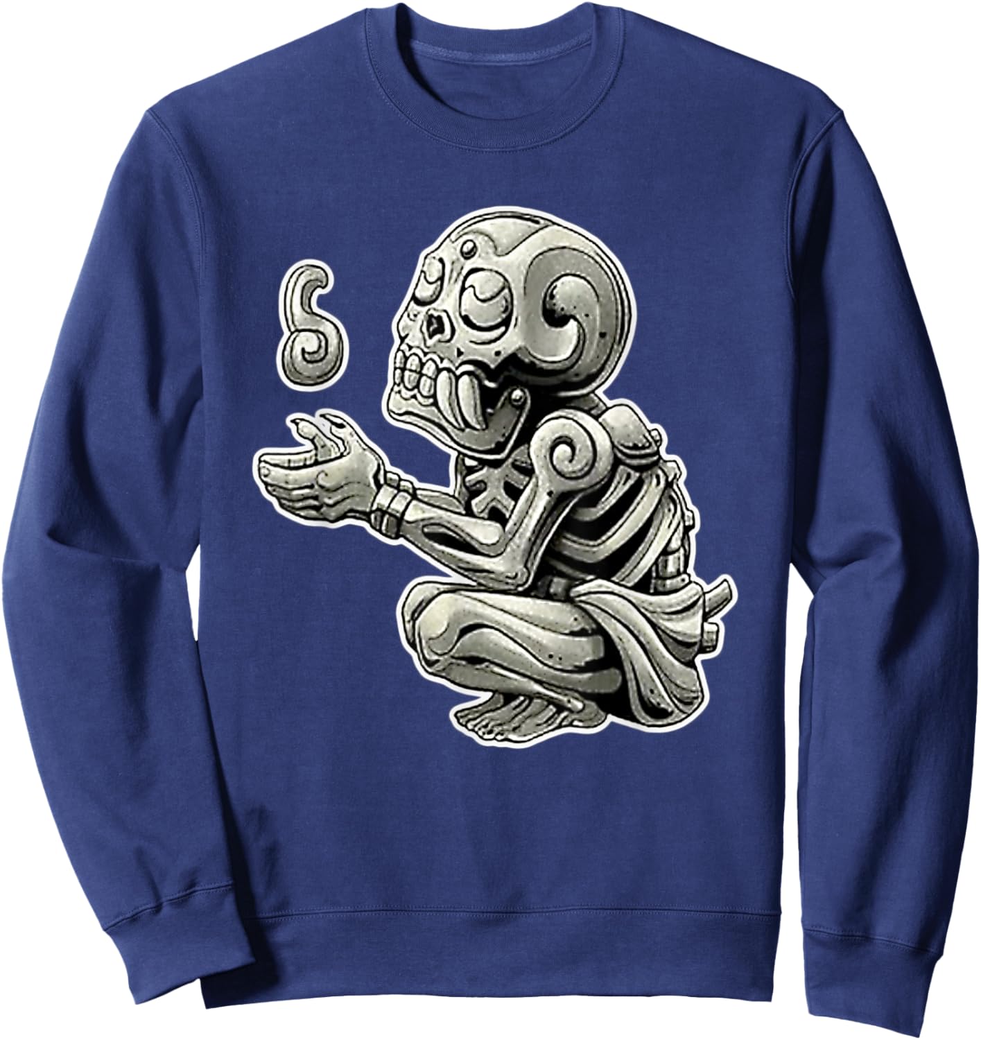Mictlantecuhtli Aztec god of Death Mayan Blackwork Sweatshirt - Sweatshirt | Navy