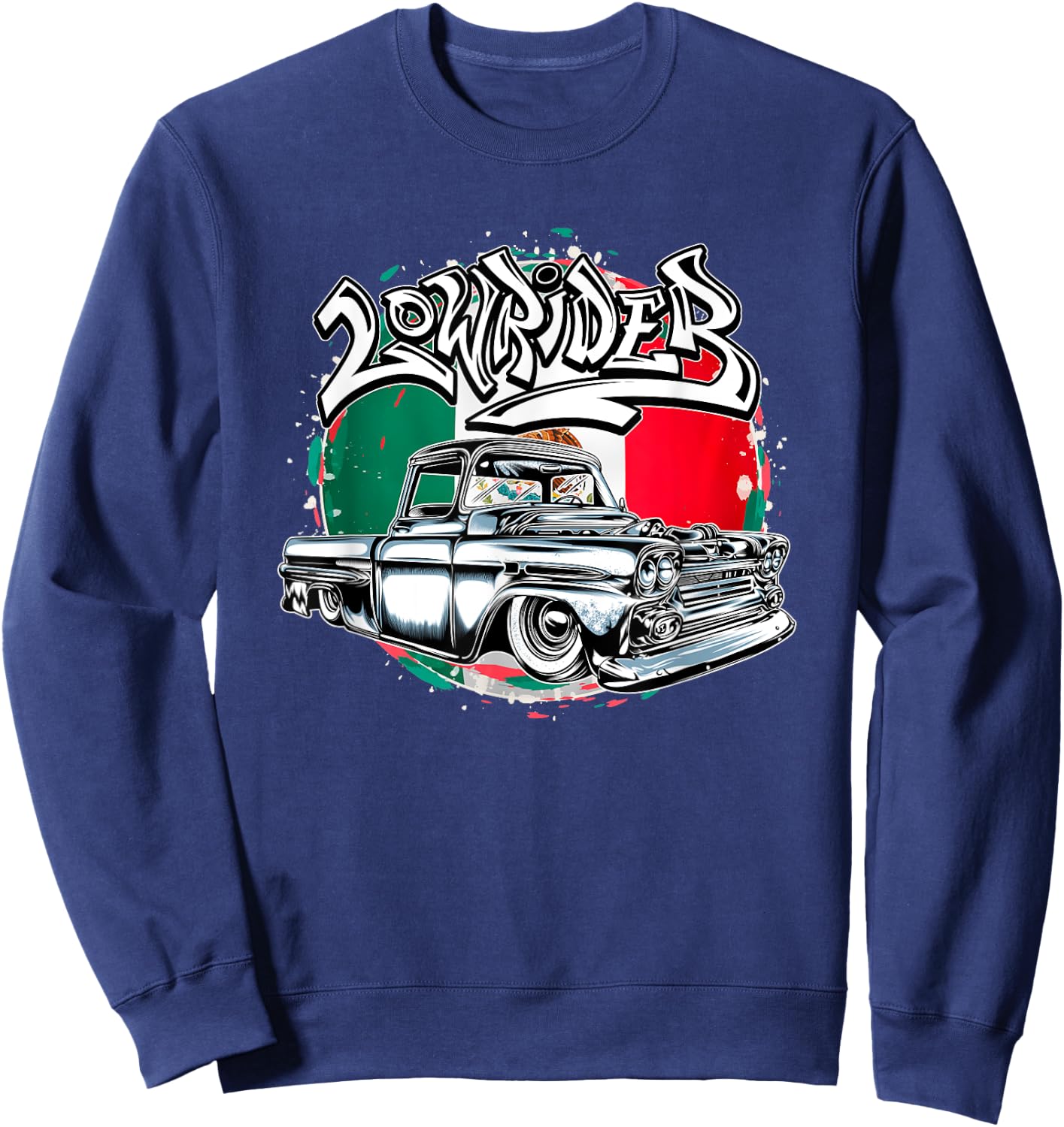 Mexico Lowrider Truck, Vintage Lowrider, Classic Lowrider Sweatshirt - Sweatshirt | Navy
