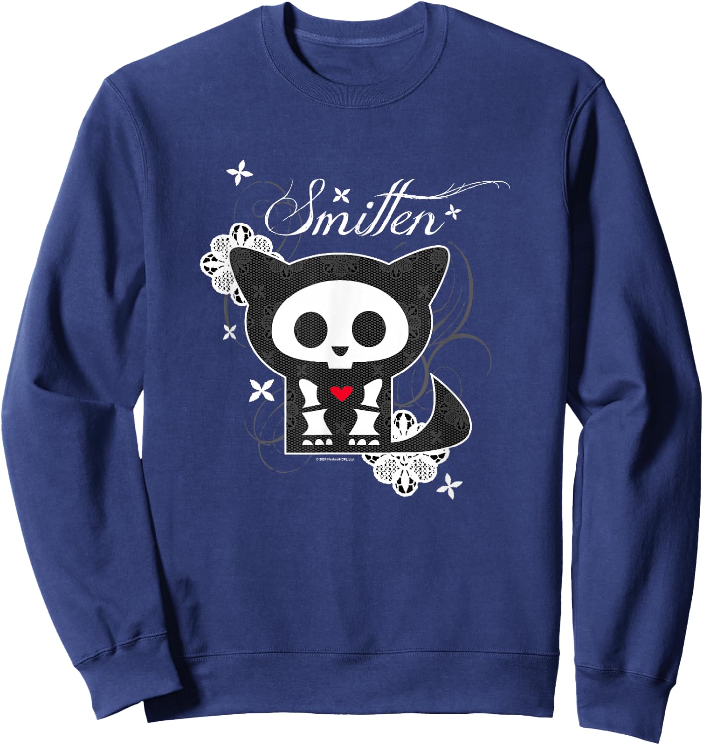 Skelanimals Kit The Cat Smitten Lace Floral Portrait Logo Sweatshirt - Sweatshirt | Navy